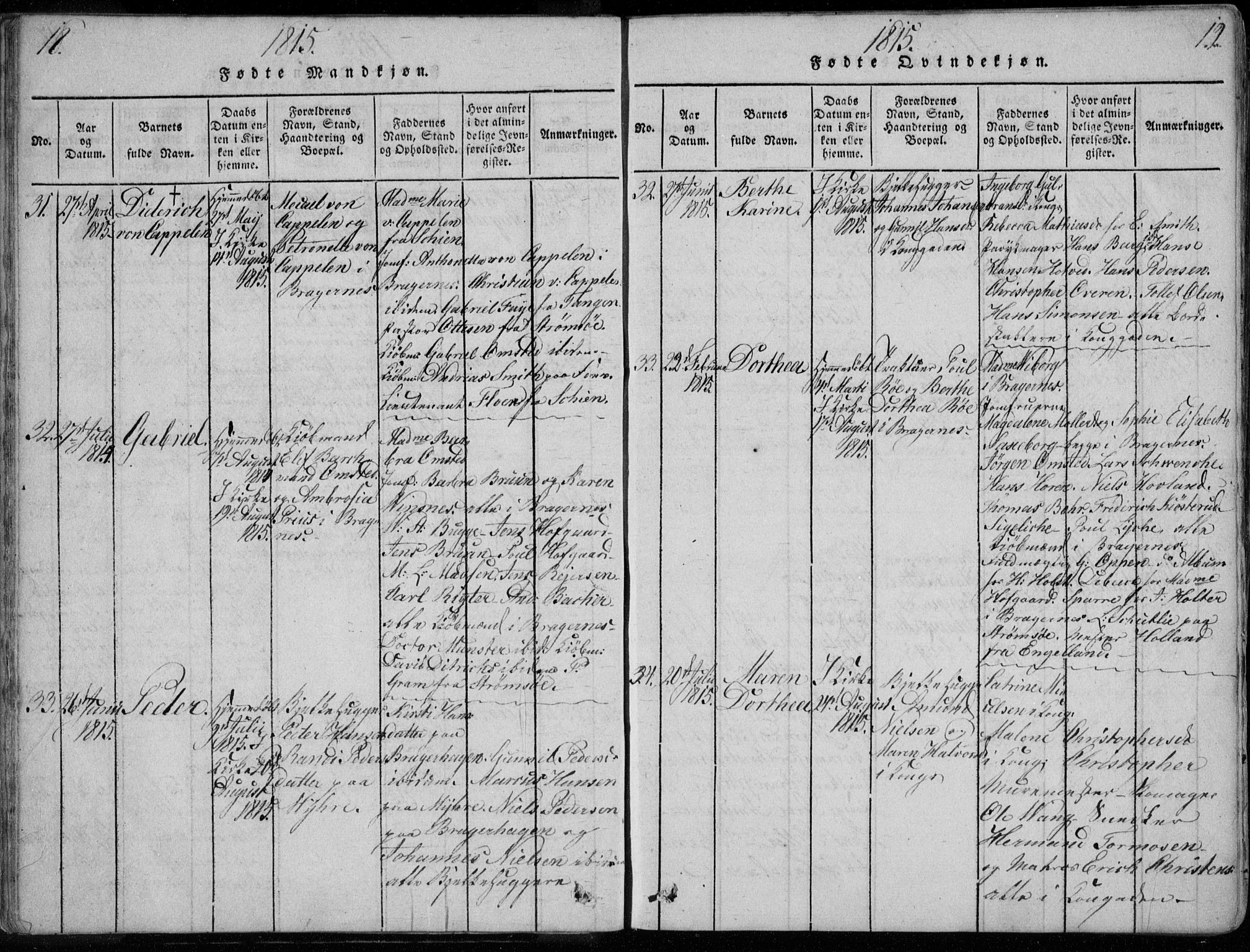 Bragernes kirkebøker, SAKO/A-6/F/Fa/L0007: Ministerialbok nr. I 7, 1815-1829, s. 18-19