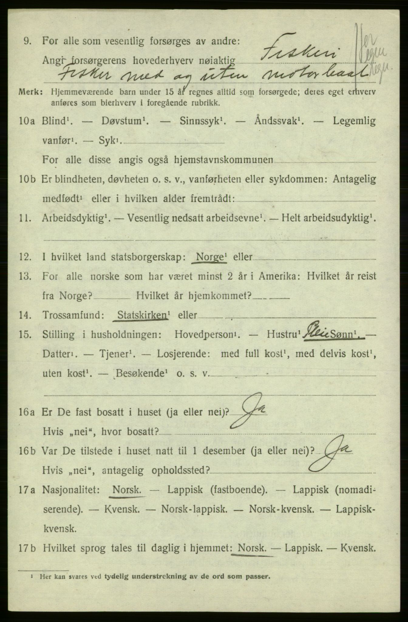 SATØ, Folketelling 1920 for 2017 Kvalsund herred, 1920, s. 2847