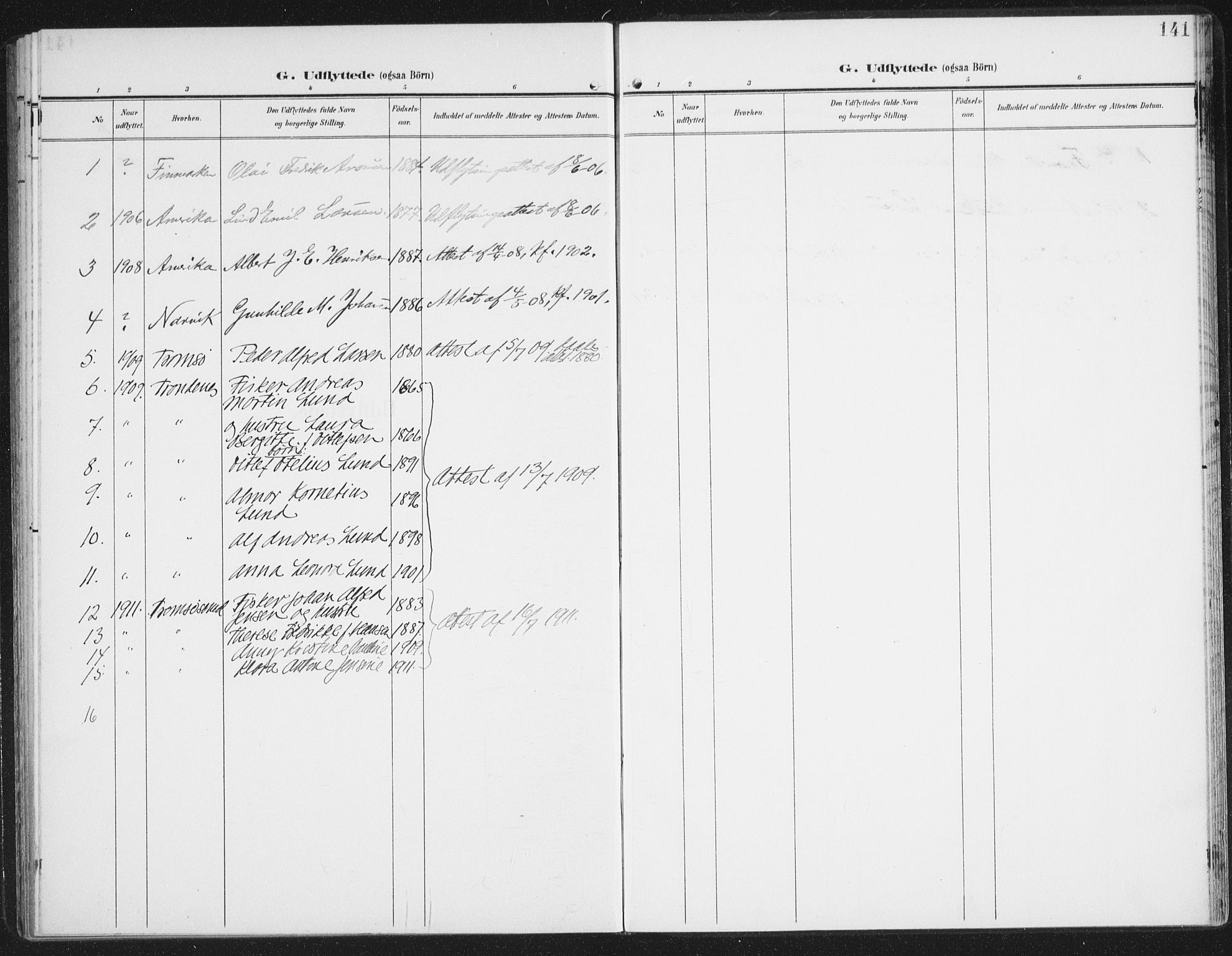 Berg sokneprestkontor, AV/SATØ-S-1318/G/Ga/Gaa/L0007kirke: Ministerialbok nr. 7, 1906-1915, s. 141