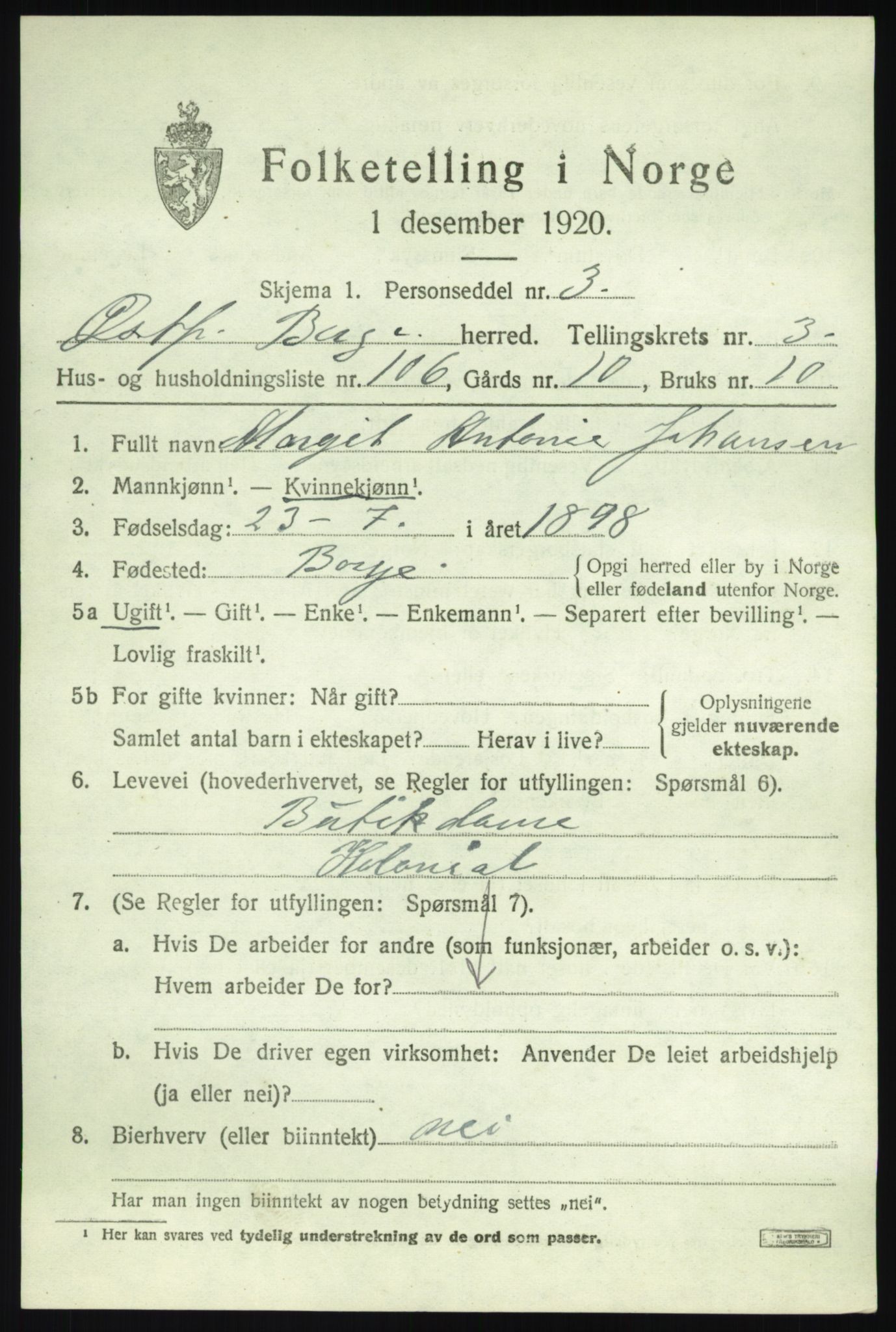 SAO, Folketelling 1920 for 0113 Borge herred, 1920, s. 5127