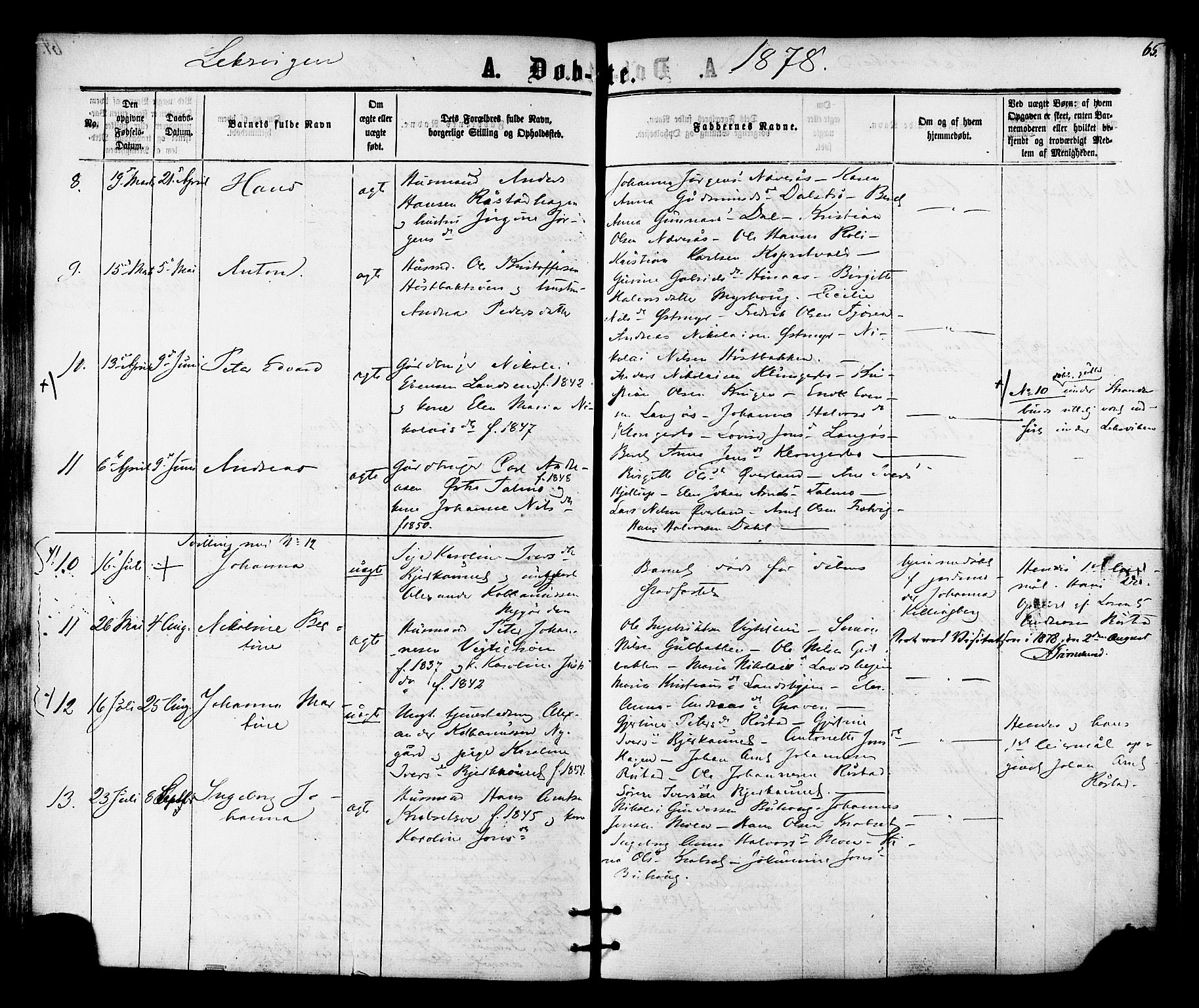 Ministerialprotokoller, klokkerbøker og fødselsregistre - Nord-Trøndelag, AV/SAT-A-1458/701/L0009: Ministerialbok nr. 701A09 /1, 1864-1882, s. 65