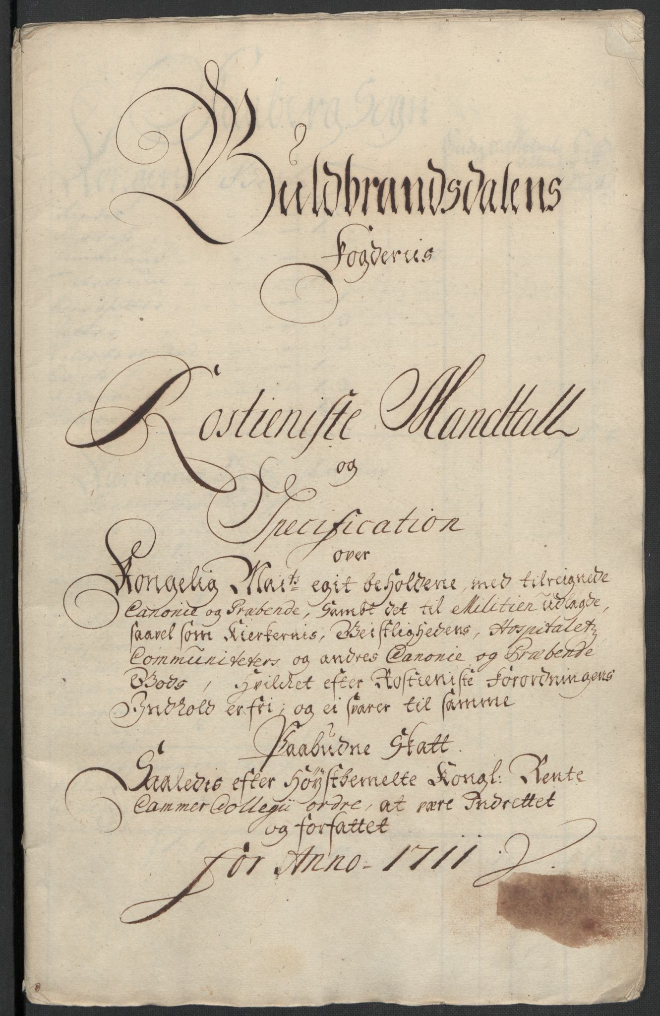 Rentekammeret inntil 1814, Reviderte regnskaper, Fogderegnskap, RA/EA-4092/R17/L1180: Fogderegnskap Gudbrandsdal, 1711, s. 402
