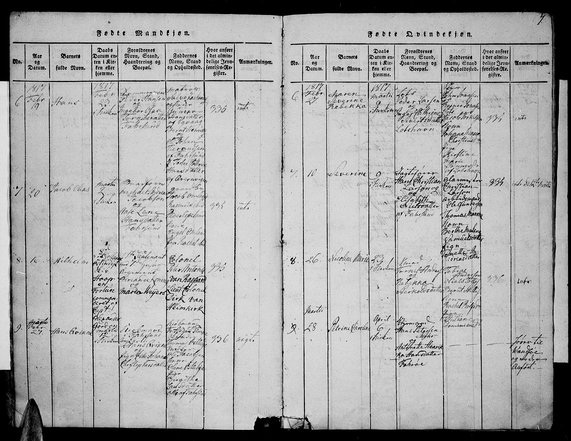 Farsund sokneprestkontor, AV/SAK-1111-0009/F/Fa/L0002: Ministerialbok nr. A 2, 1815-1836, s. 7