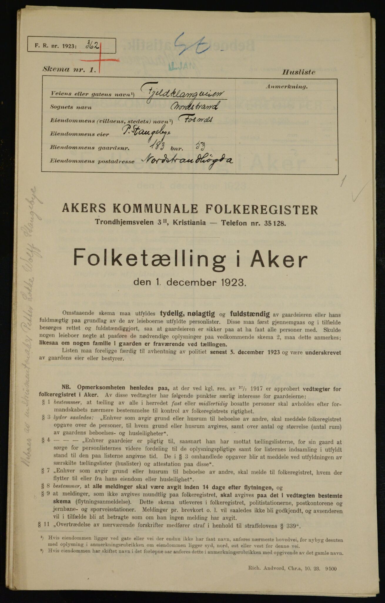 , Kommunal folketelling 1.12.1923 for Aker, 1923, s. 38805