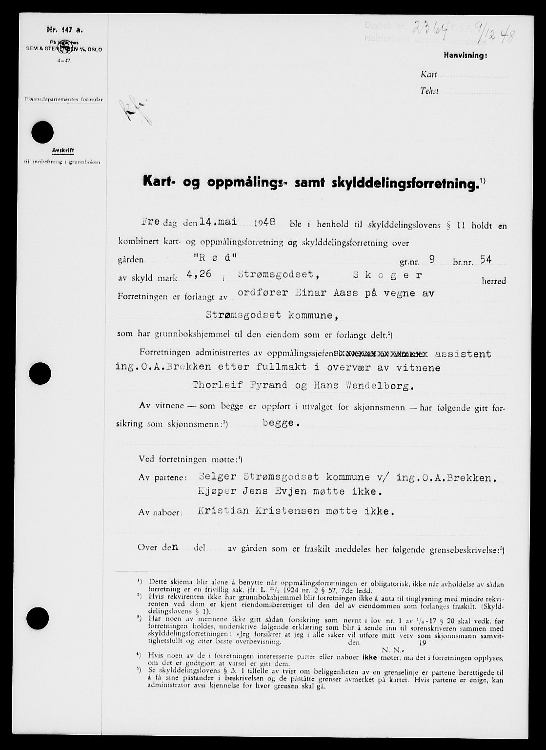 Holmestrand sorenskriveri, SAKO/A-67/G/Ga/Gaa/L0065: Pantebok nr. A-65, 1948-1949, Dagboknr: 2364/1948