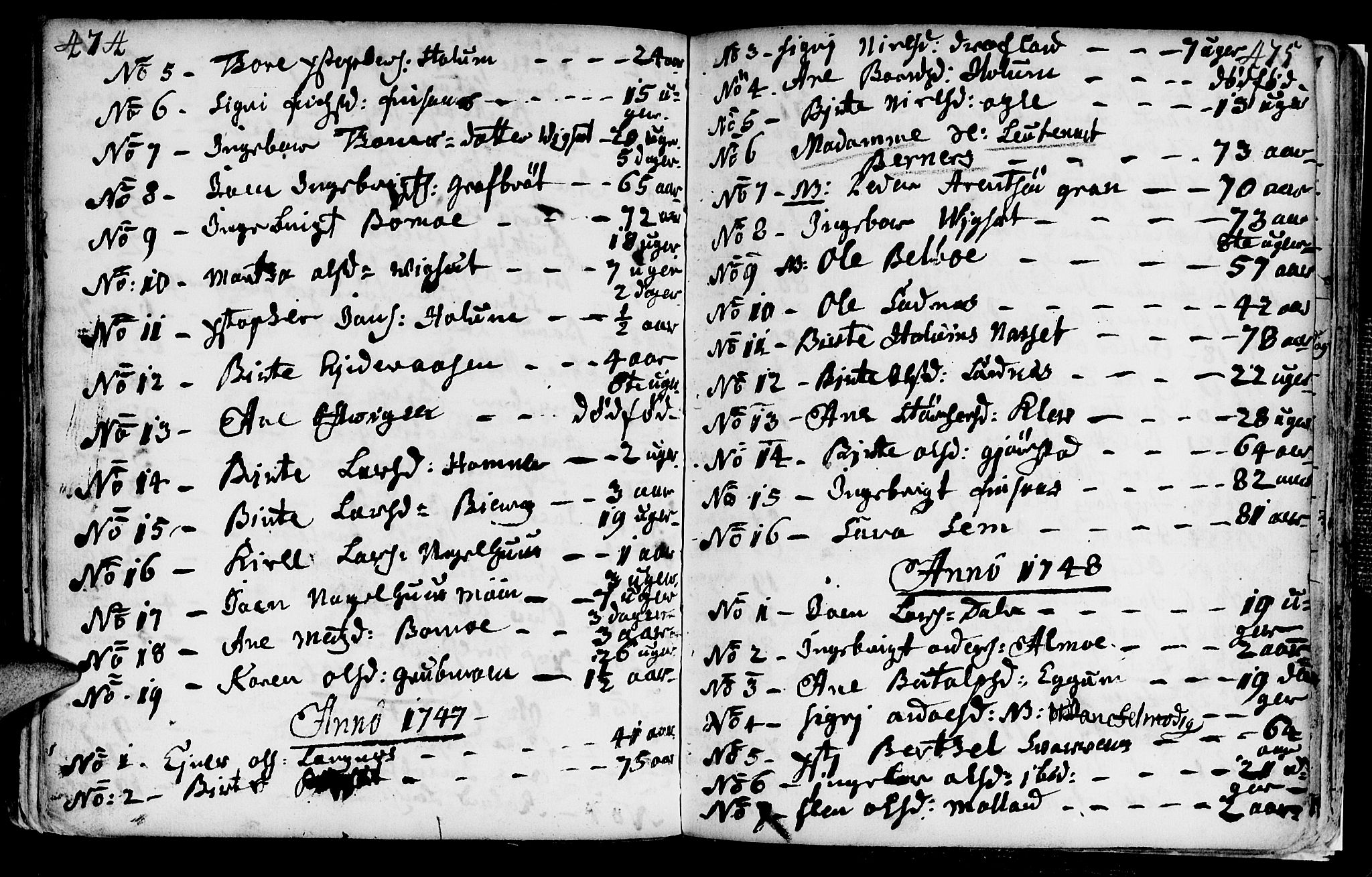 Ministerialprotokoller, klokkerbøker og fødselsregistre - Nord-Trøndelag, AV/SAT-A-1458/749/L0467: Ministerialbok nr. 749A01, 1733-1787, s. 474-475