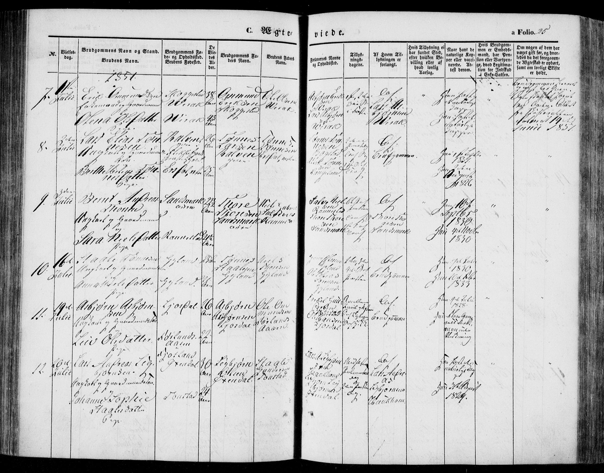 Bakke sokneprestkontor, AV/SAK-1111-0002/F/Fa/Faa/L0005: Ministerialbok nr. A 5, 1847-1855, s. 25