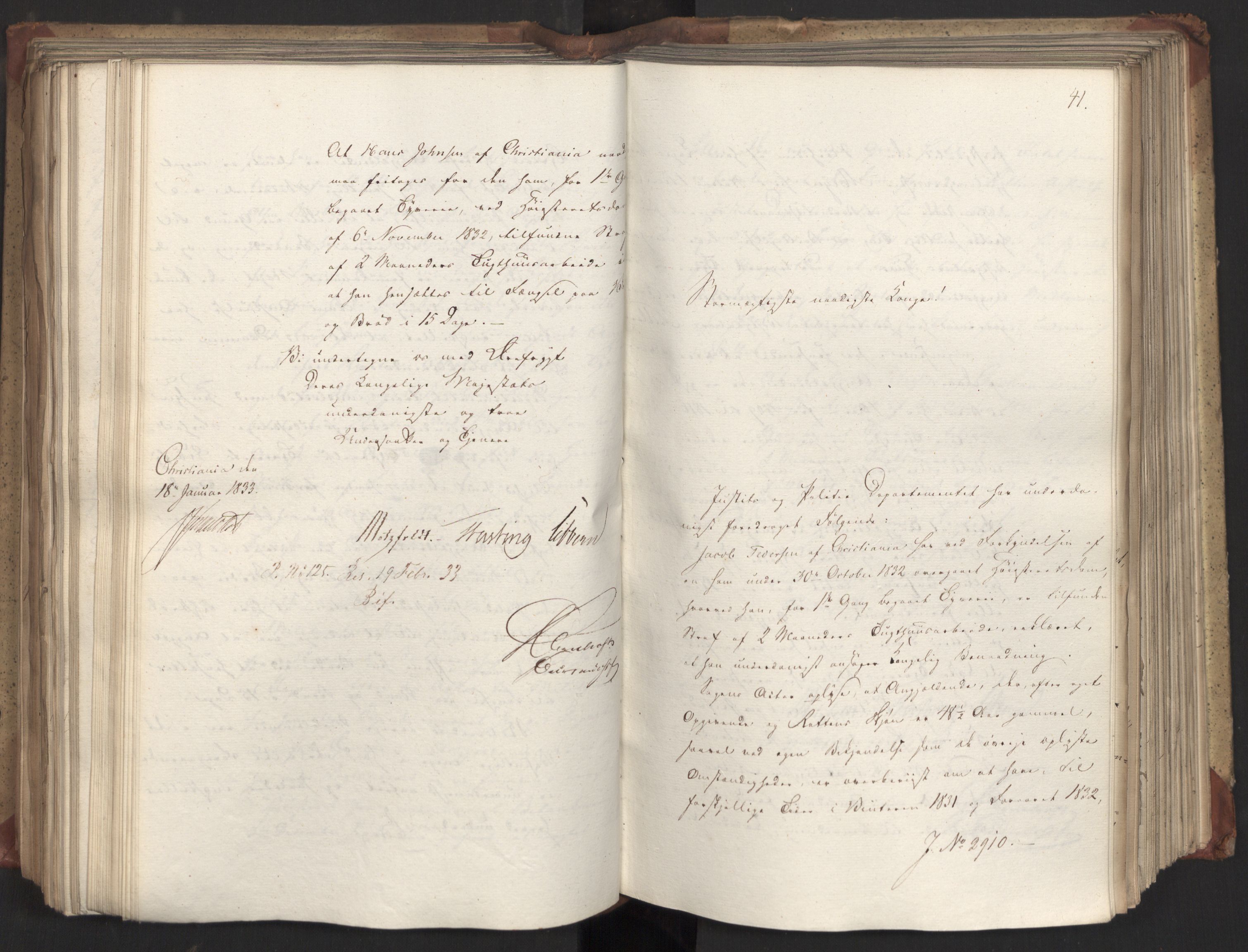 Statsrådsavdelingen i Stockholm, AV/RA-S-1003/D/Da/L0082: Regjeringsinnstillinger nr. 2858-2979, 1833, s. 308