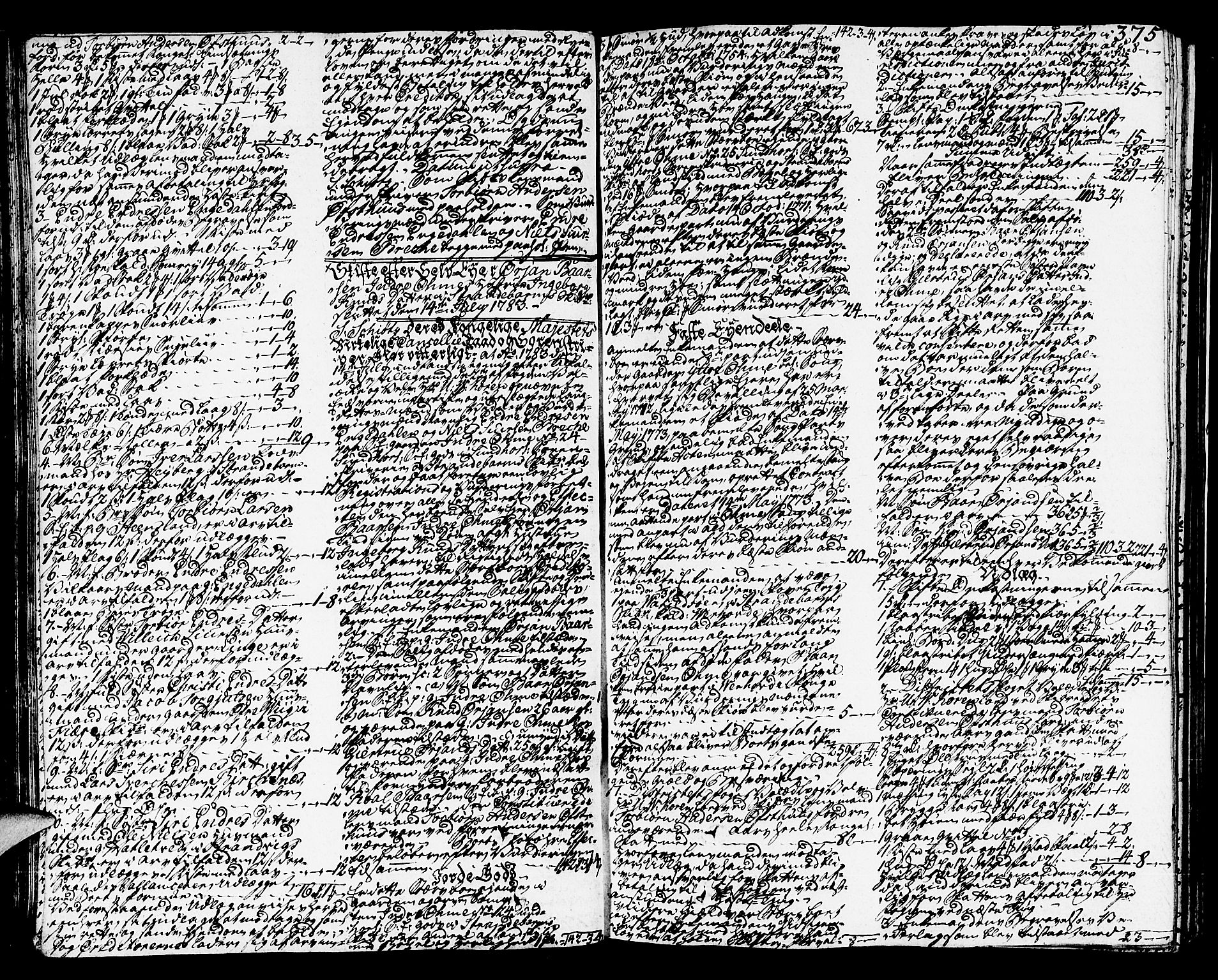 Sunnhordland sorenskrivar, SAB/A-2401/1/H/Ha/Haa/L0009: Skifteprotokollar. Register i protokoll. Fol. 639- ut, 1783-1785, s. 374b-375a