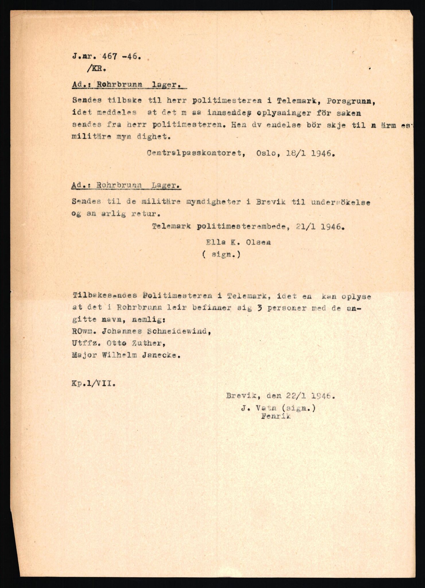 Forsvaret, Forsvarets overkommando II, AV/RA-RAFA-3915/D/Db/L0030: CI Questionaires. Tyske okkupasjonsstyrker i Norge. Tyskere., 1945-1946, s. 82