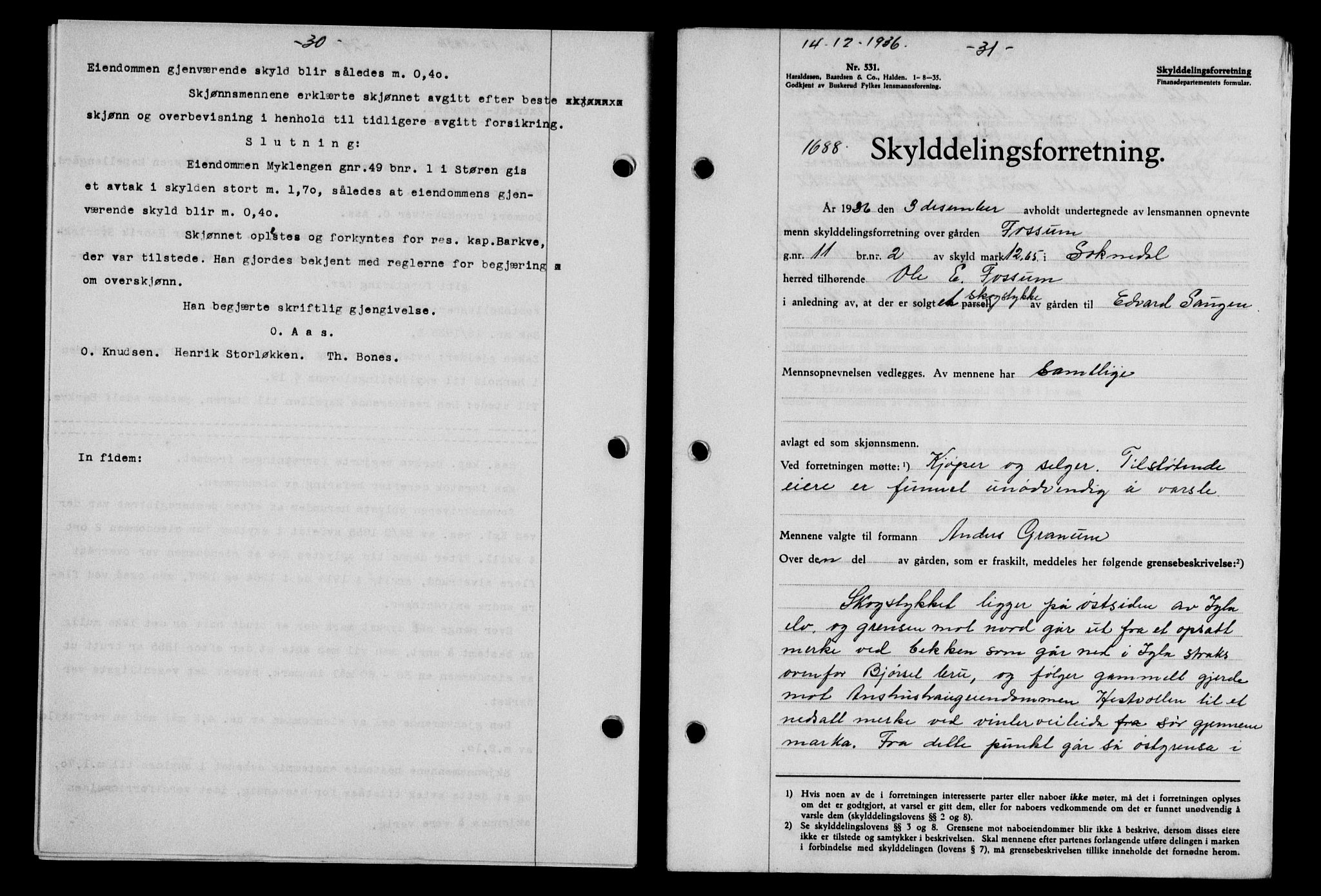 Gauldal sorenskriveri, SAT/A-0014/1/2/2C/L0046: Pantebok nr. 49-50, 1936-1937, Dagboknr: 1688/1936