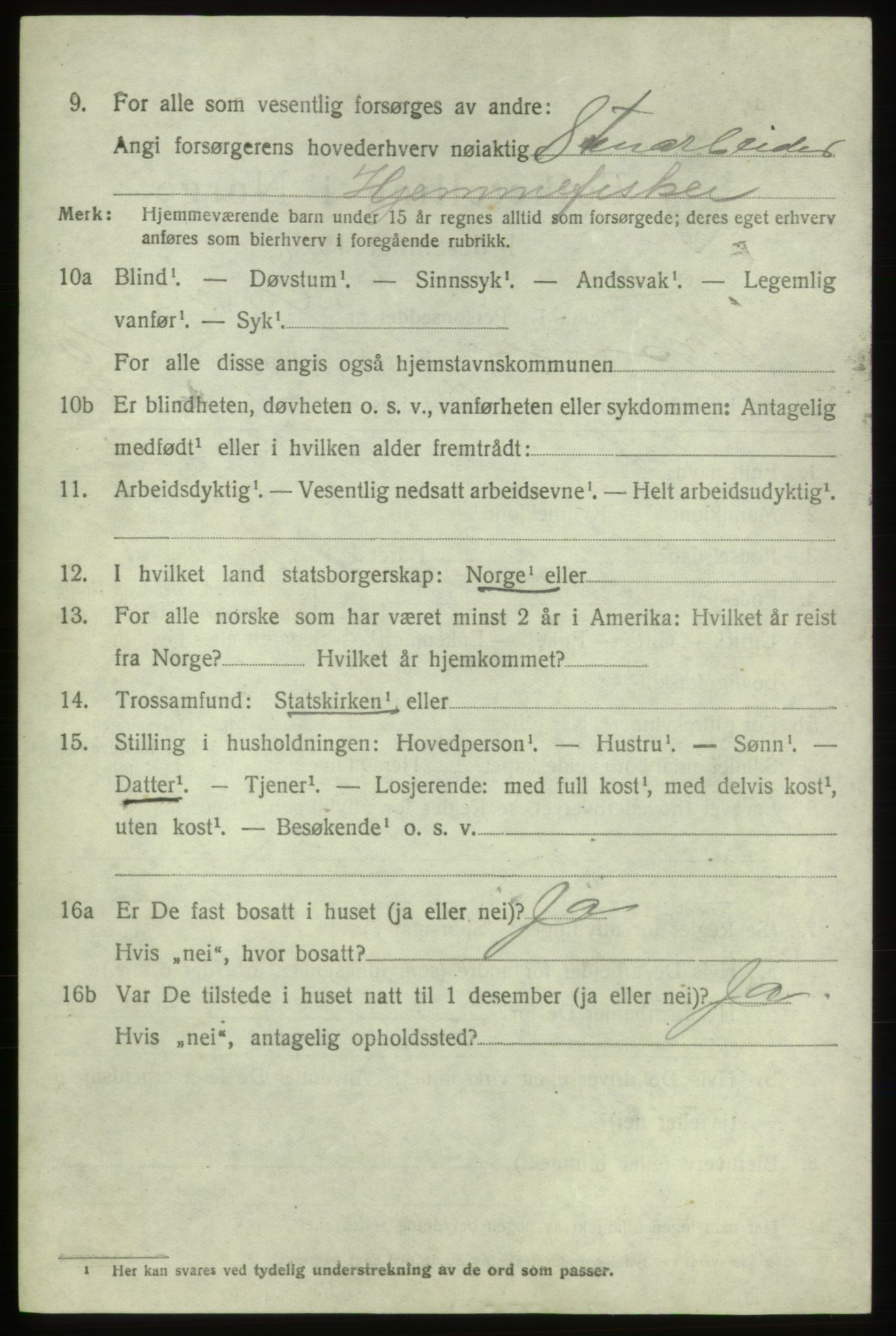 SAB, Folketelling 1920 for 1223 Tysnes herred, 1920, s. 7391