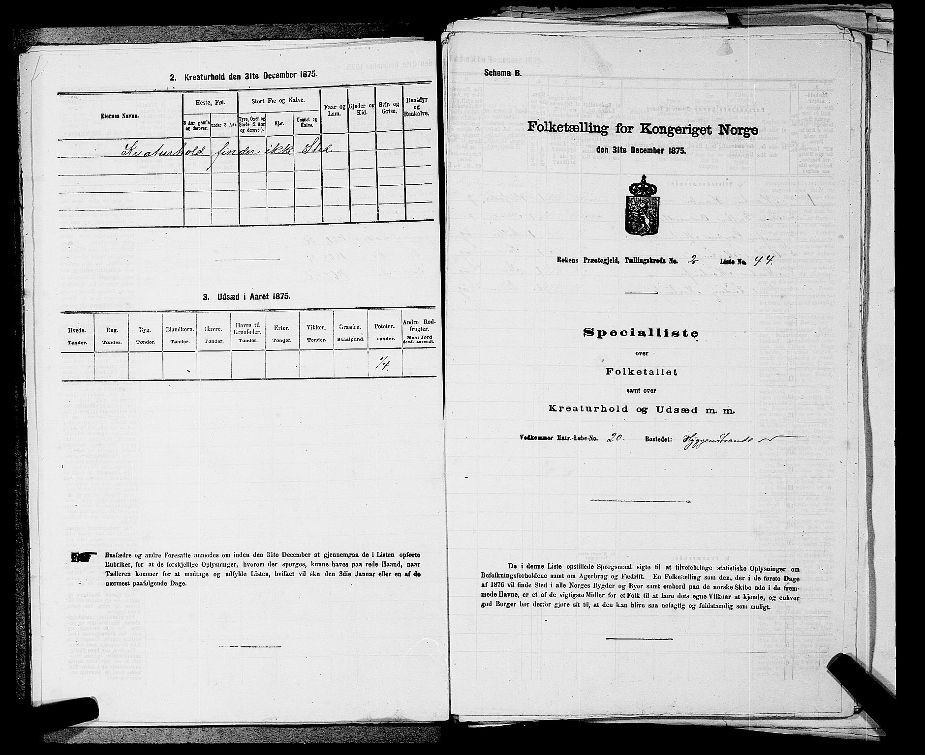 SAKO, Folketelling 1875 for 0627P Røyken prestegjeld, 1875, s. 301