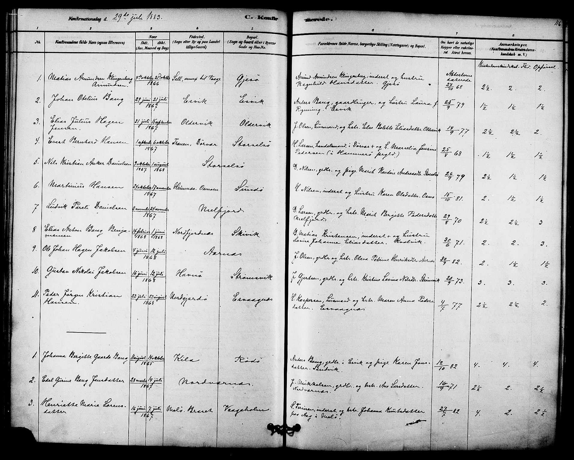 Ministerialprotokoller, klokkerbøker og fødselsregistre - Nordland, AV/SAT-A-1459/841/L0609: Ministerialbok nr. 841A12, 1878-1901, s. 116