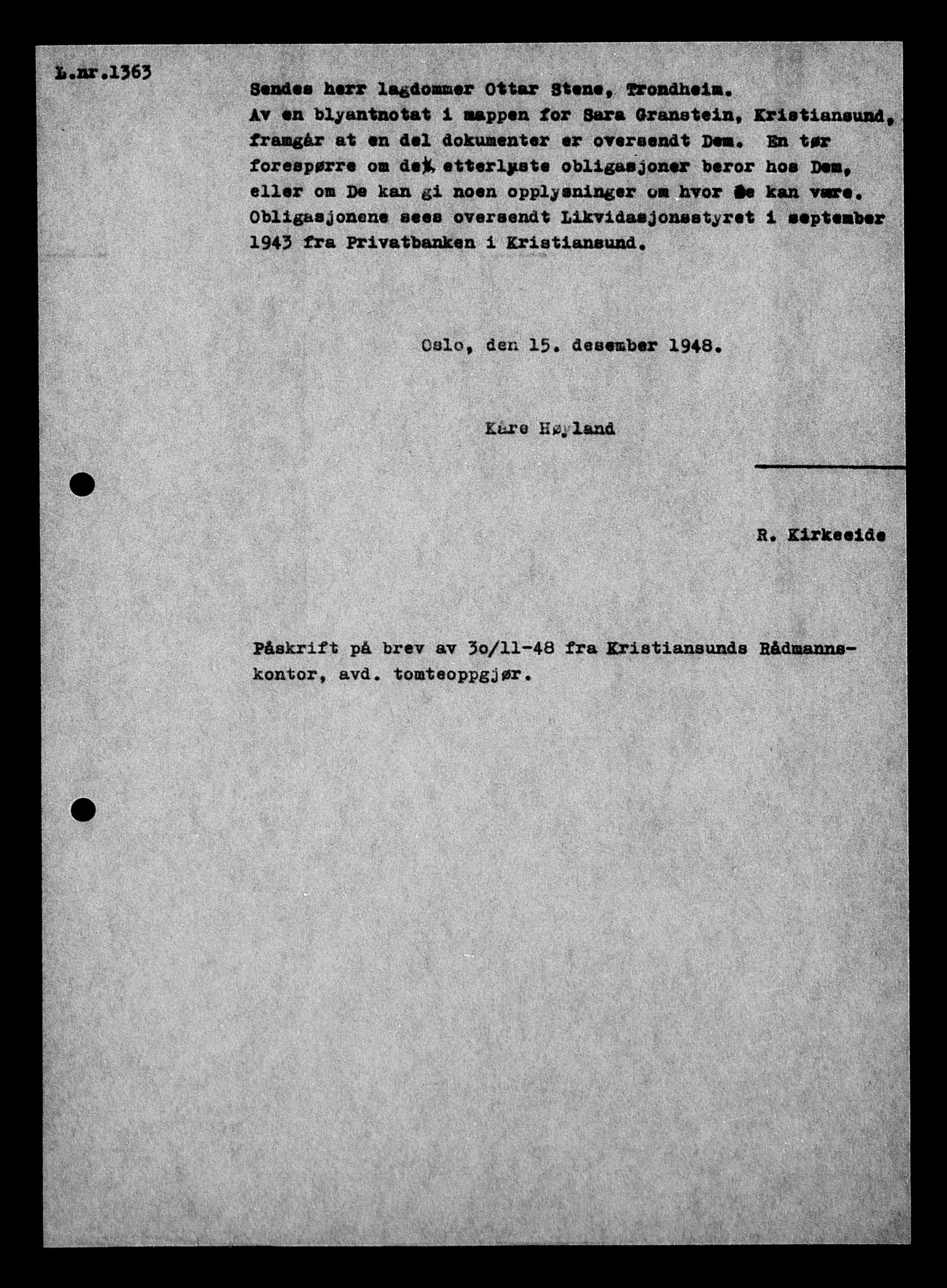 Justisdepartementet, Tilbakeføringskontoret for inndratte formuer, AV/RA-S-1564/H/Hc/Hcb/L0913: --, 1945-1947, s. 485