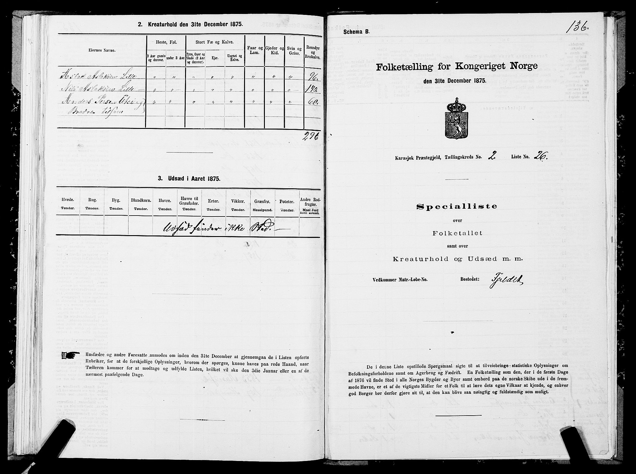 SATØ, Folketelling 1875 for 2021P Karasjok prestegjeld, 1875, s. 1136