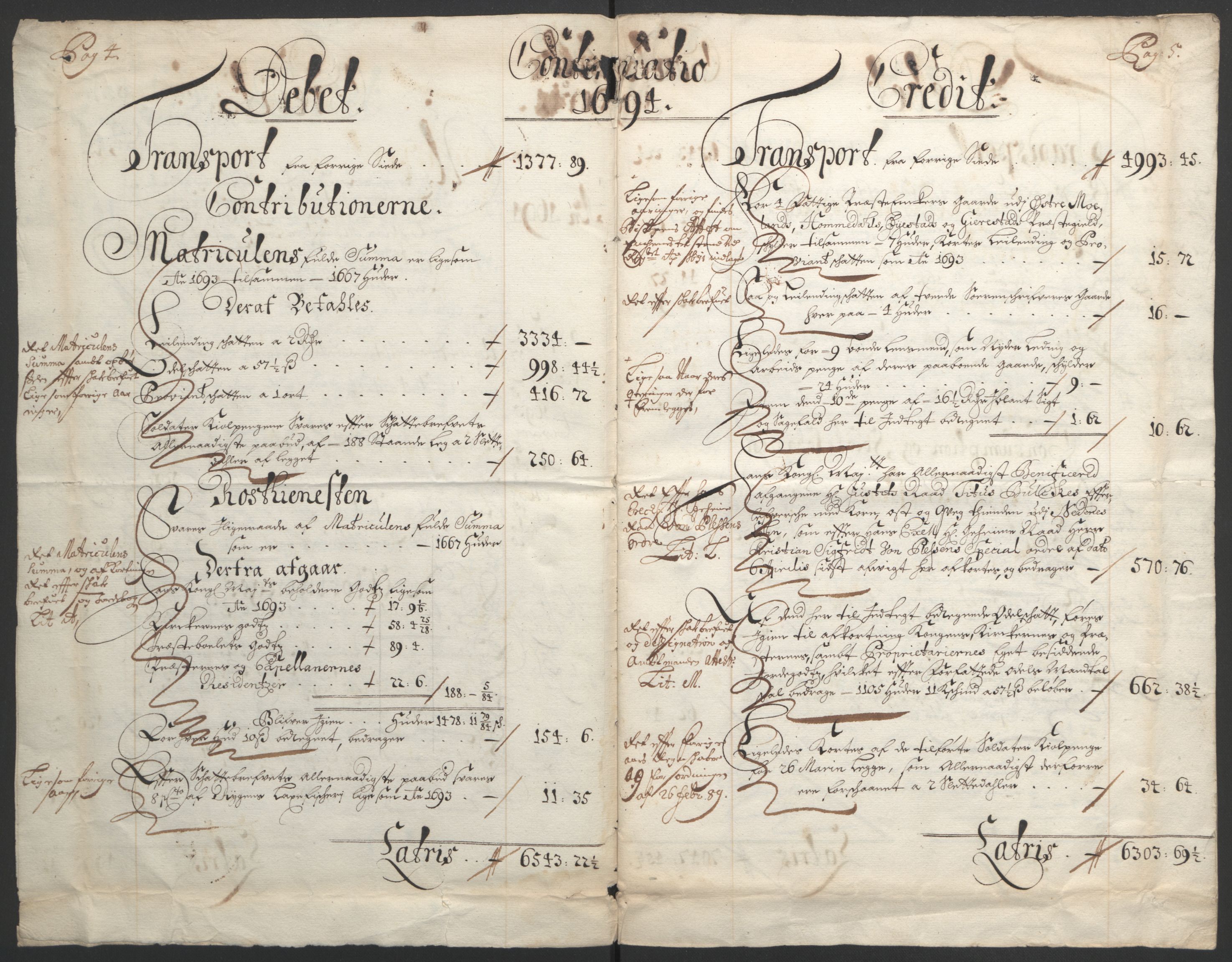 Rentekammeret inntil 1814, Reviderte regnskaper, Fogderegnskap, AV/RA-EA-4092/R39/L2312: Fogderegnskap Nedenes, 1693-1695, s. 113