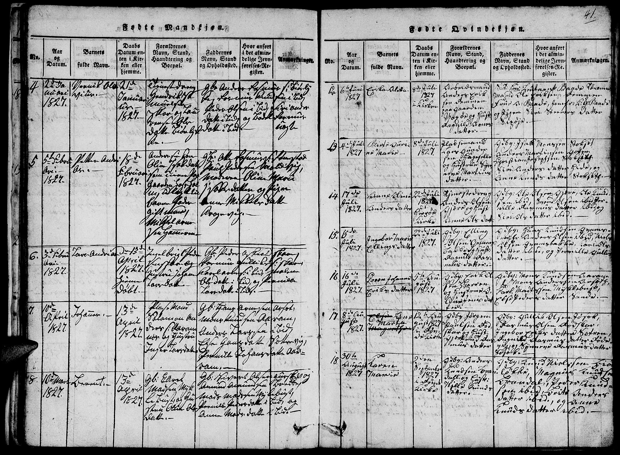 Ministerialprotokoller, klokkerbøker og fødselsregistre - Møre og Romsdal, SAT/A-1454/503/L0046: Klokkerbok nr. 503C01, 1816-1842, s. 41