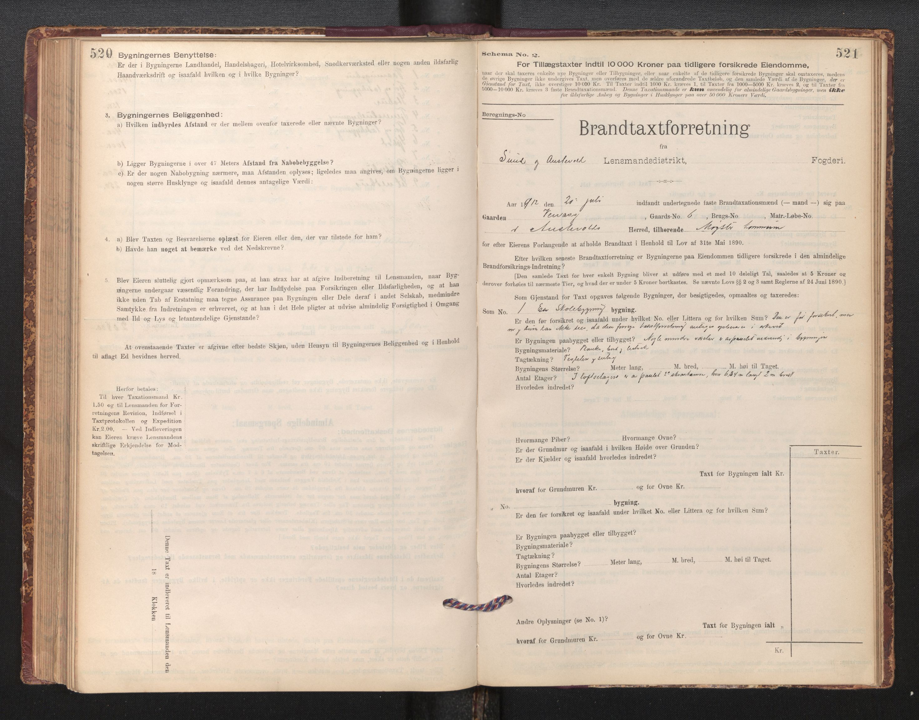 Lensmannen i Sund og Austevoll, AV/SAB-A-35201/0012/L0003: Branntakstprotokoll, skjematakst, 1894-1917, s. 520-521
