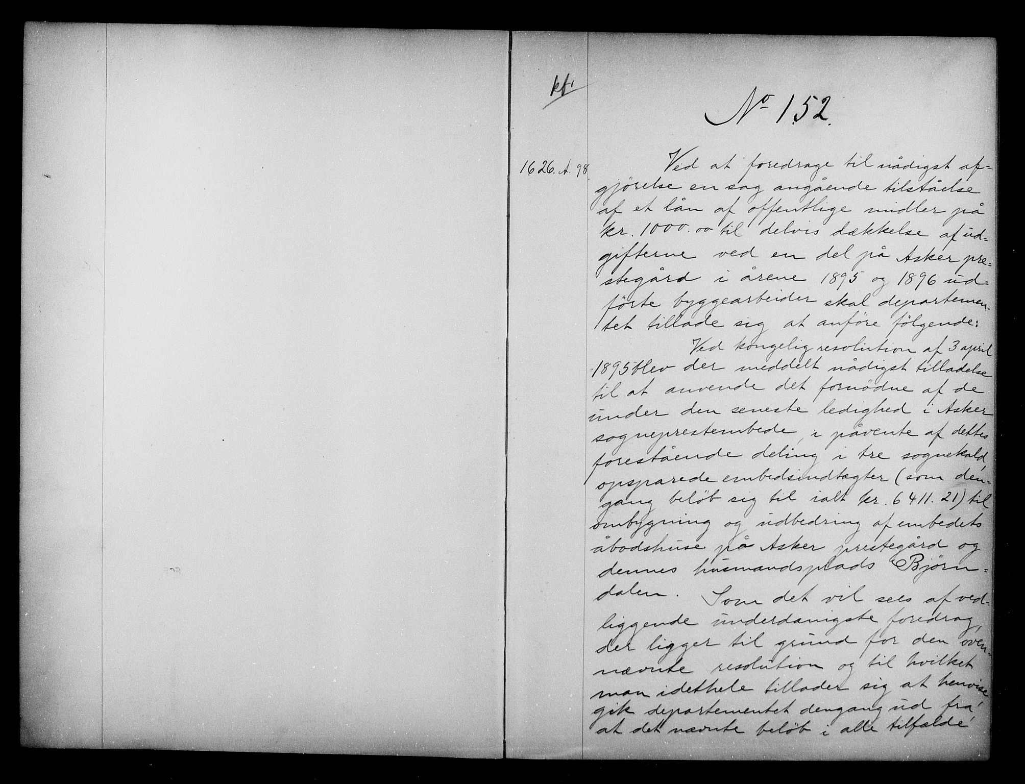 Kirke- og undervisningsdepartementet, Kontoret  for kirke og geistlighet A, AV/RA-S-1007/A/Aa/L0266: Referatprotokoll bd. 2. Ref.nr. 152-224, 1898