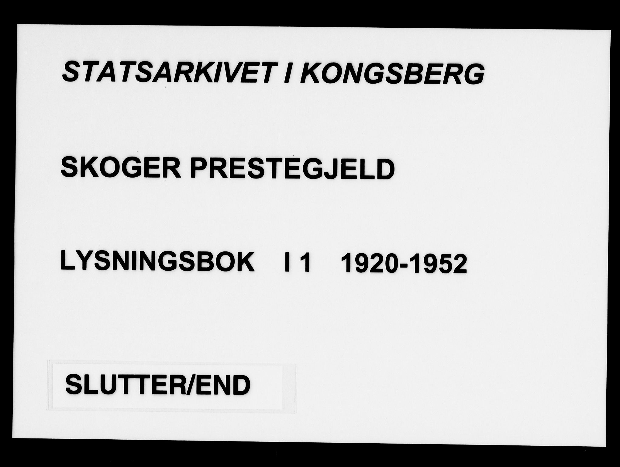 Skoger kirkebøker, SAKO/A-59/H/Ha/L0001: Lysningsprotokoll nr. I 1, 1920-1952
