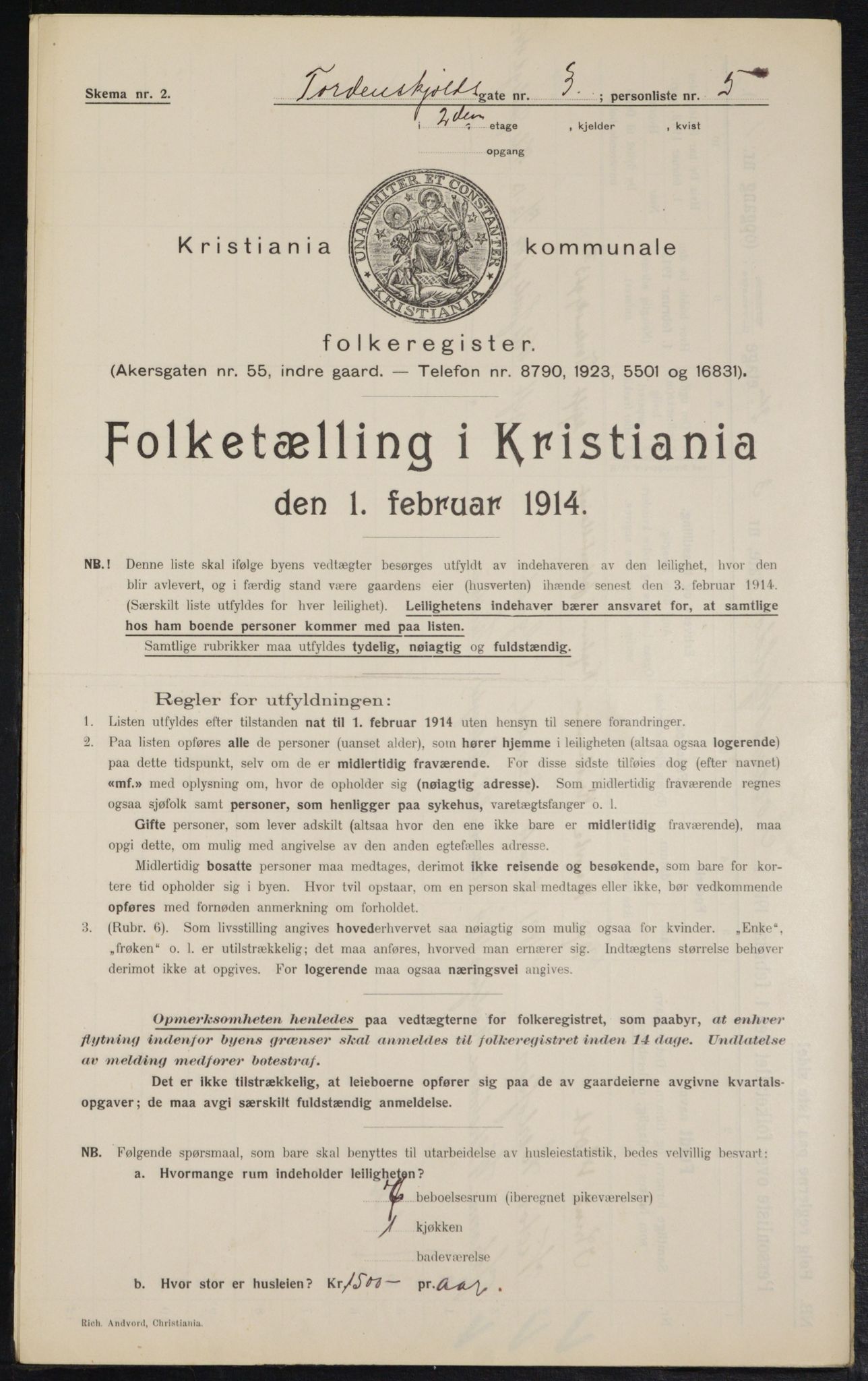 OBA, Kommunal folketelling 1.2.1914 for Kristiania, 1914, s. 114569