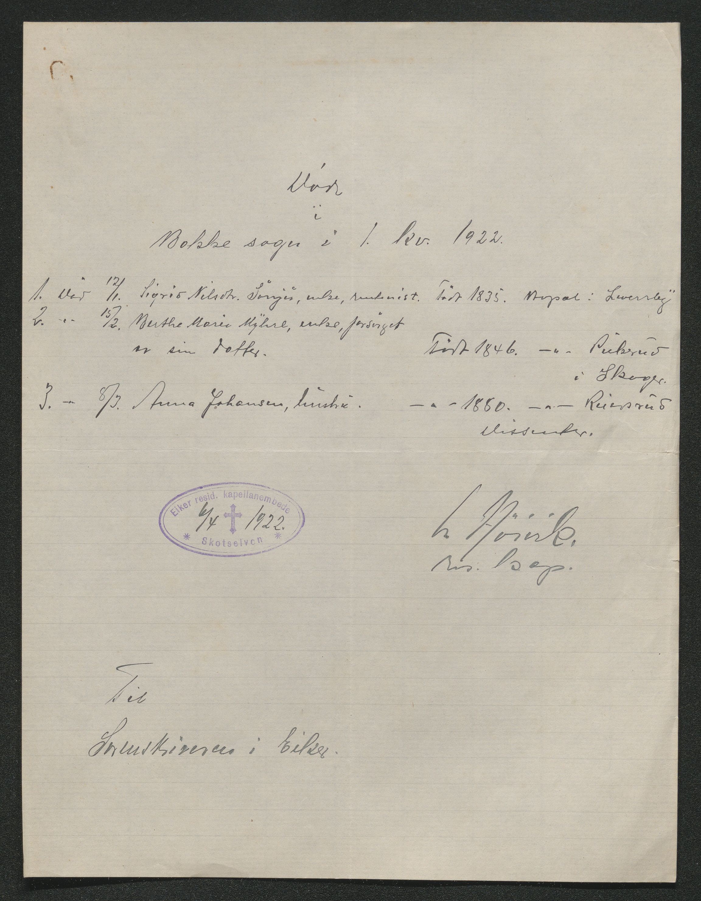 Eiker, Modum og Sigdal sorenskriveri, AV/SAKO-A-123/H/Ha/Hab/L0041: Dødsfallsmeldinger, 1922-1923, s. 14