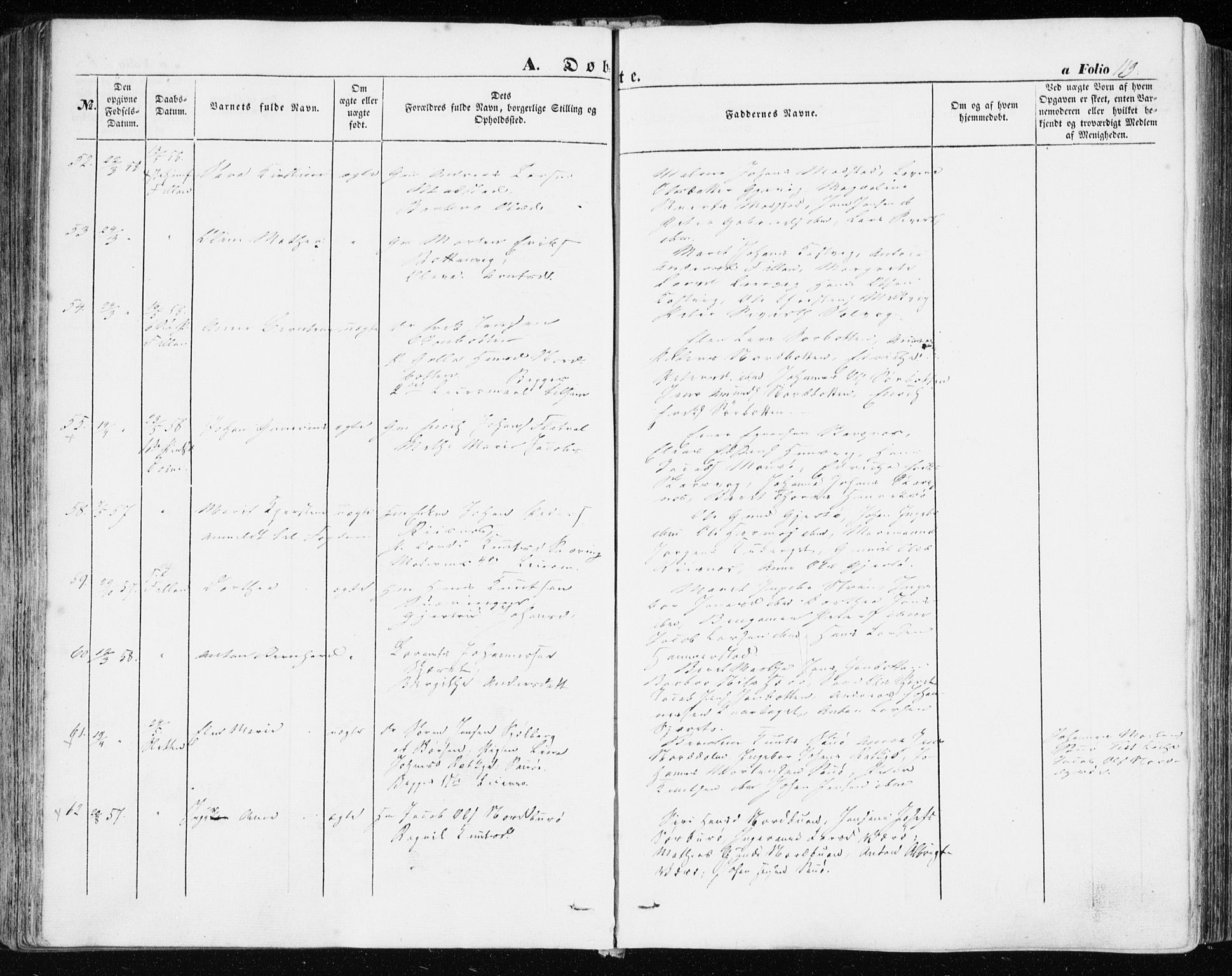 Ministerialprotokoller, klokkerbøker og fødselsregistre - Sør-Trøndelag, SAT/A-1456/634/L0530: Ministerialbok nr. 634A06, 1852-1860, s. 119