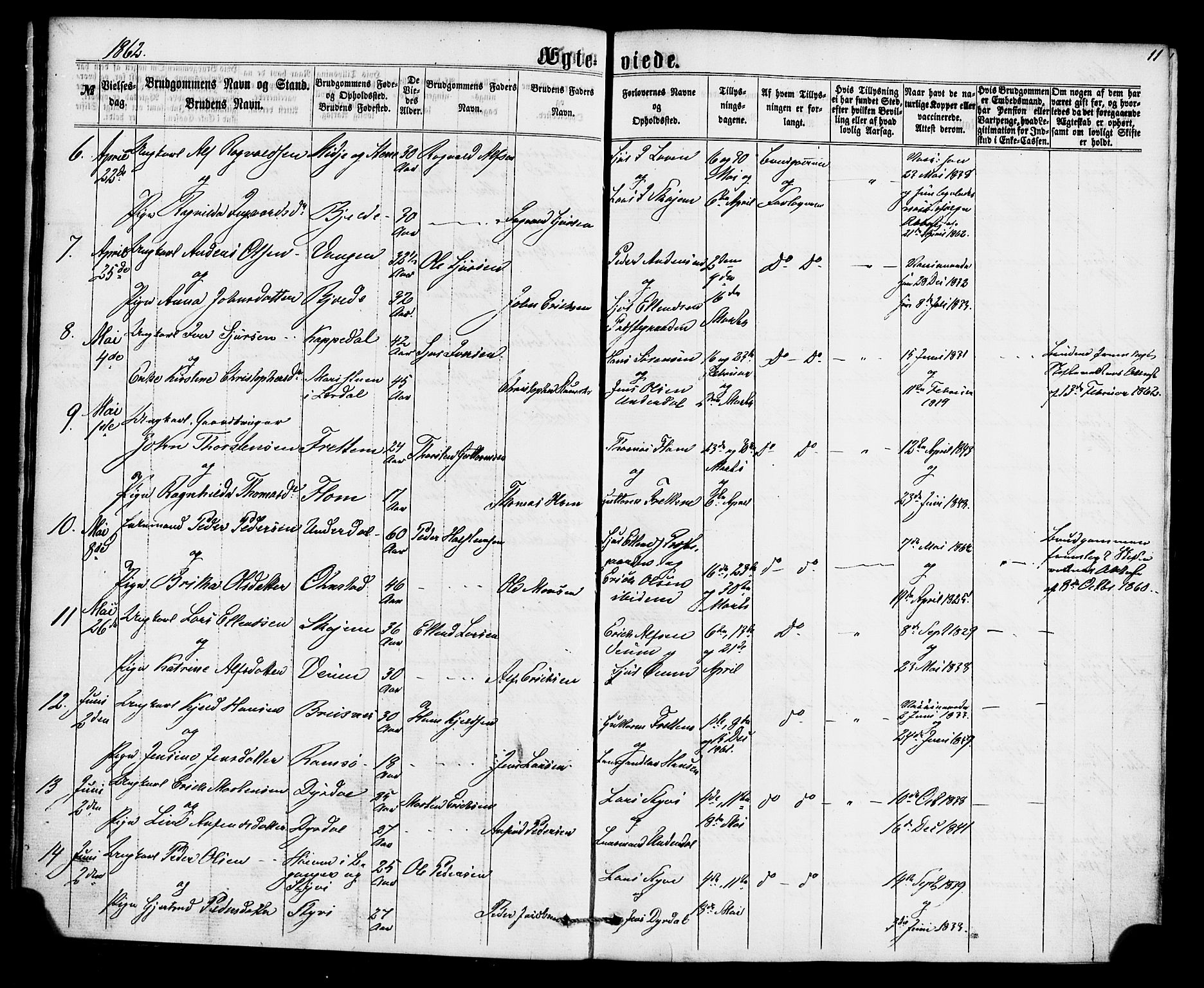 Aurland sokneprestembete, SAB/A-99937/H/Ha/Haa/L0010: Ministerialbok nr. A 10, 1859-1879, s. 11