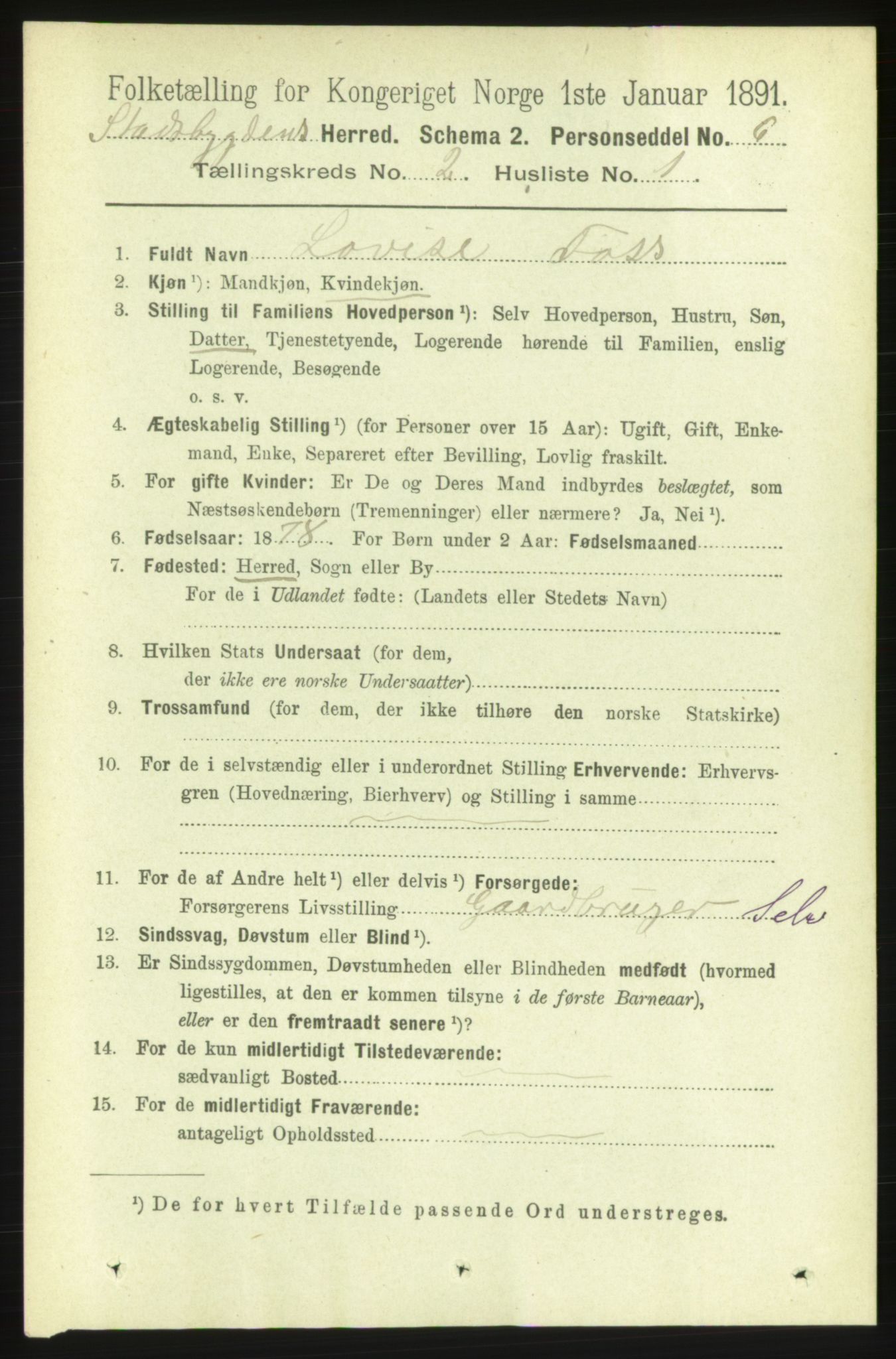 RA, Folketelling 1891 for 1625 Stadsbygd herred, 1891, s. 783