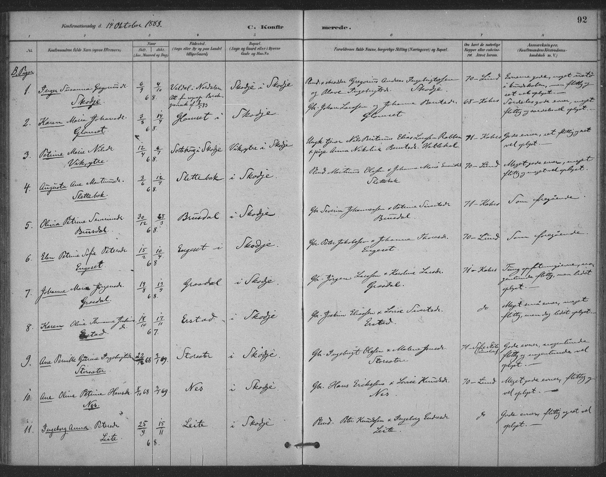 Ministerialprotokoller, klokkerbøker og fødselsregistre - Møre og Romsdal, AV/SAT-A-1454/524/L0356: Ministerialbok nr. 524A08, 1880-1899, s. 92