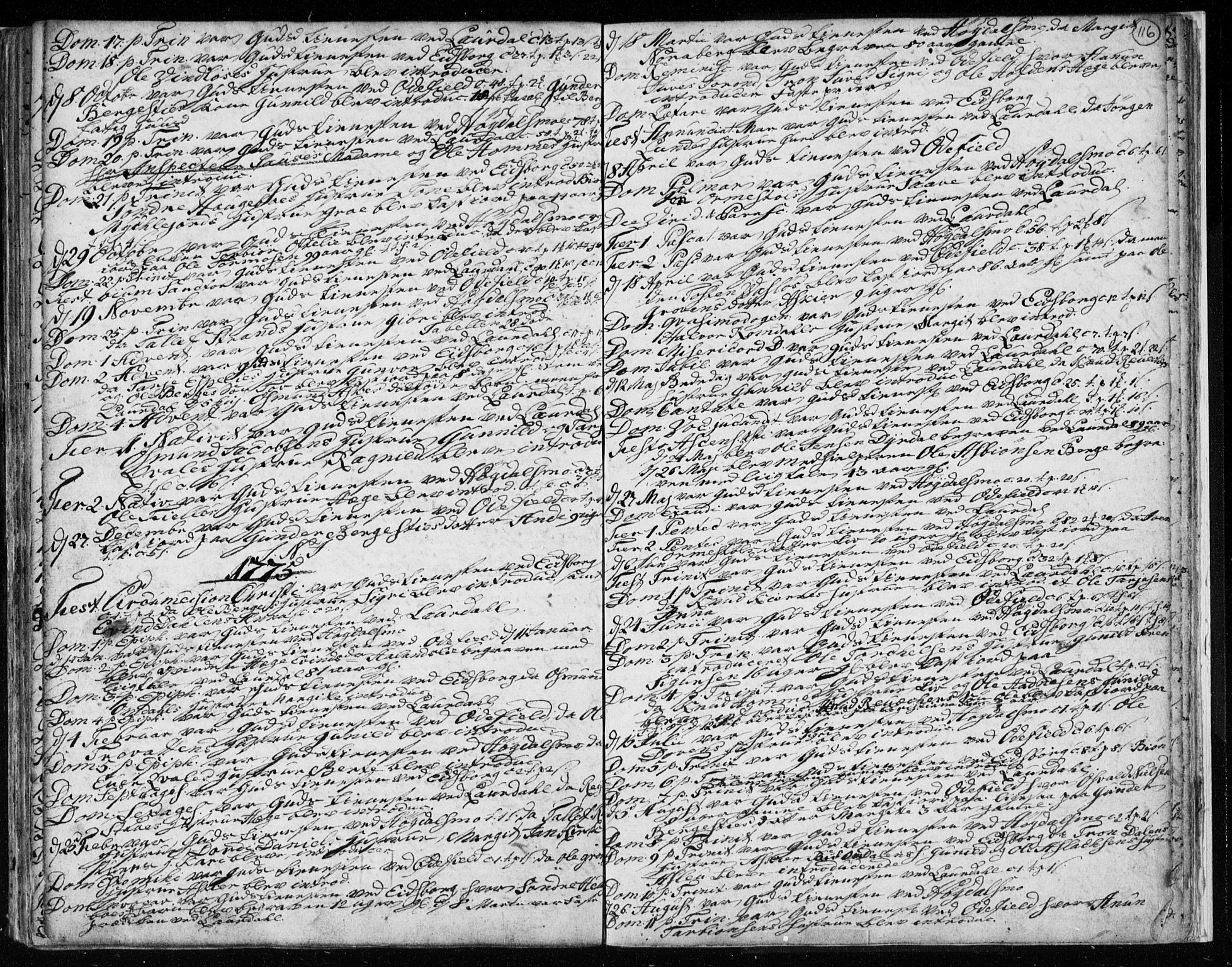 Lårdal kirkebøker, AV/SAKO-A-284/F/Fa/L0003: Ministerialbok nr. I 3, 1754-1790, s. 116