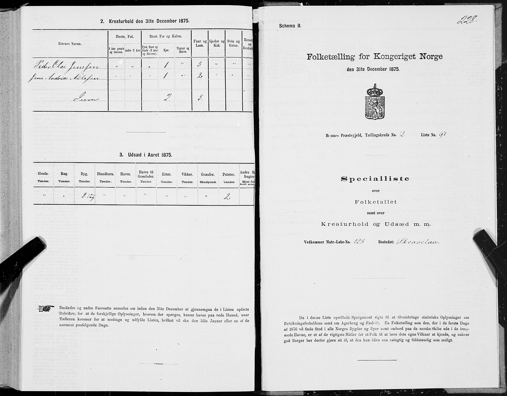 SAT, Folketelling 1875 for 1832P Hemnes prestegjeld, 1875, s. 1228