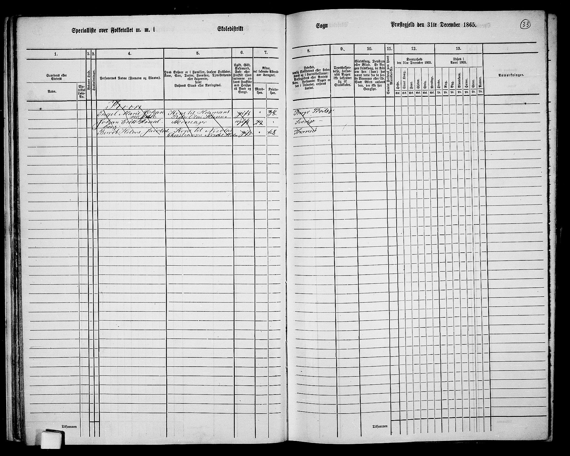 RA, Folketelling 1865 for 1927P Tranøy prestegjeld, 1865, s. 31