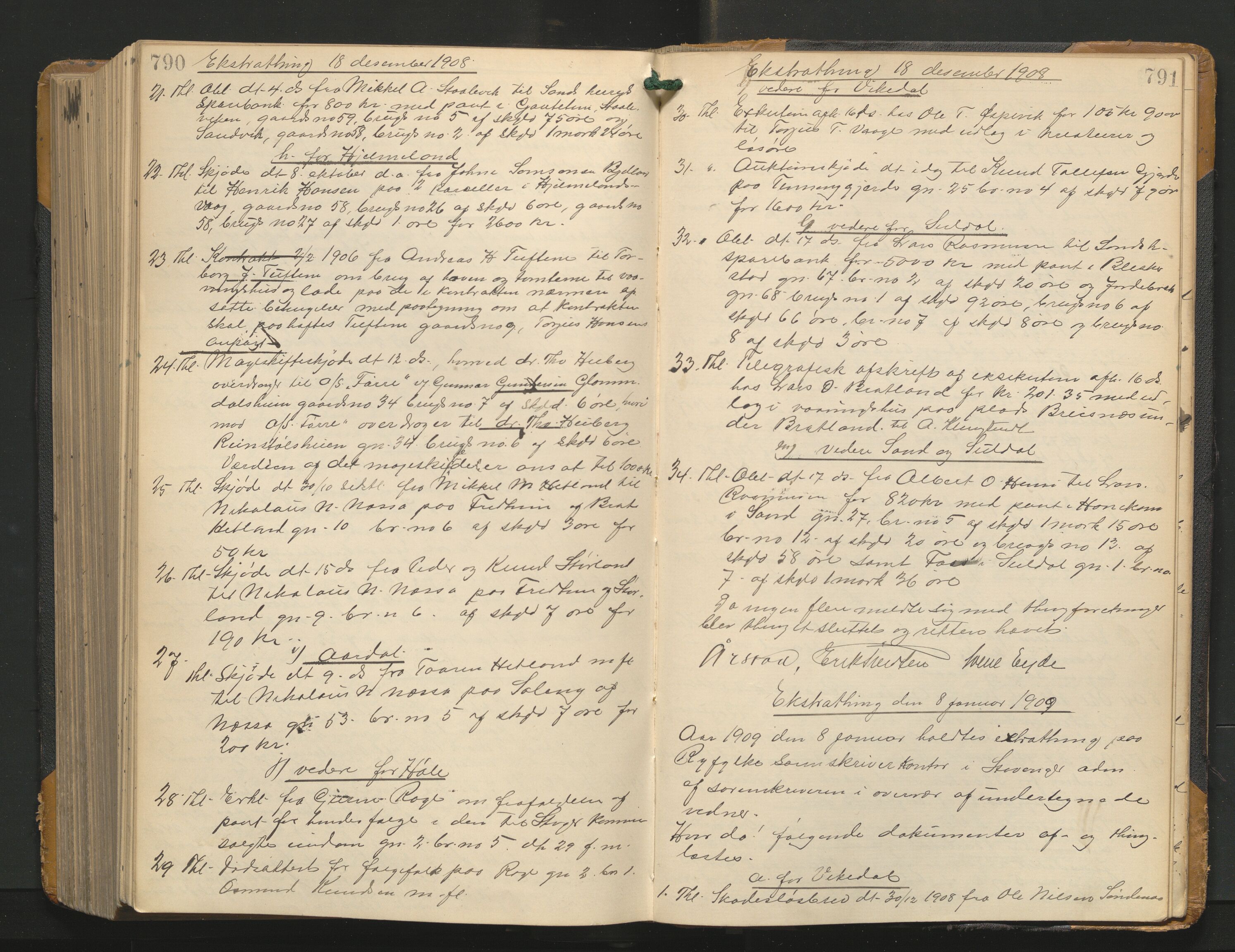 Ryfylke tingrett, AV/SAST-A-100055/001/I/IB/IB0/L0022: Tingbok, Ryfylke, 1906-1909, s. 790-791