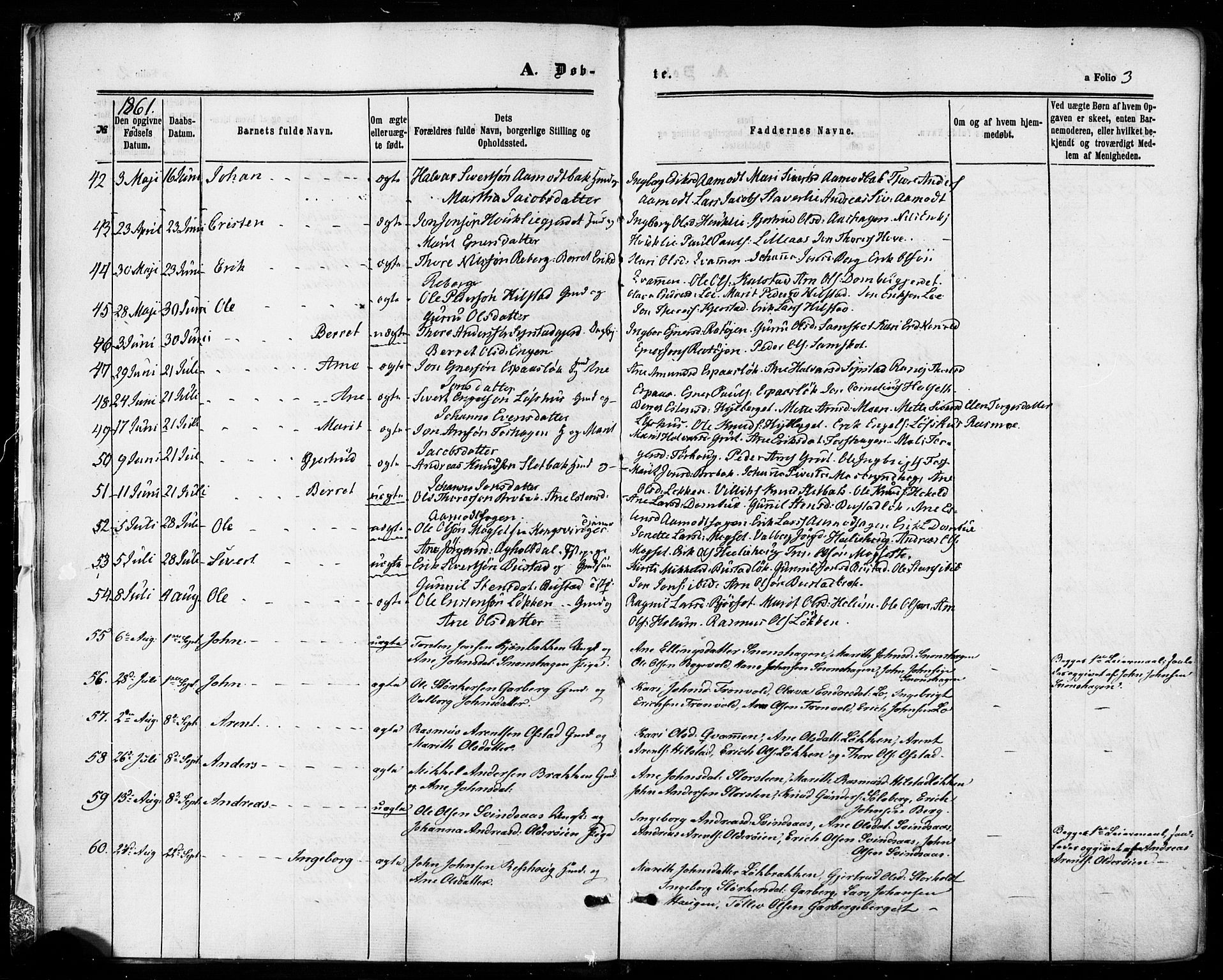 Ministerialprotokoller, klokkerbøker og fødselsregistre - Sør-Trøndelag, AV/SAT-A-1456/672/L0856: Ministerialbok nr. 672A08, 1861-1881, s. 3