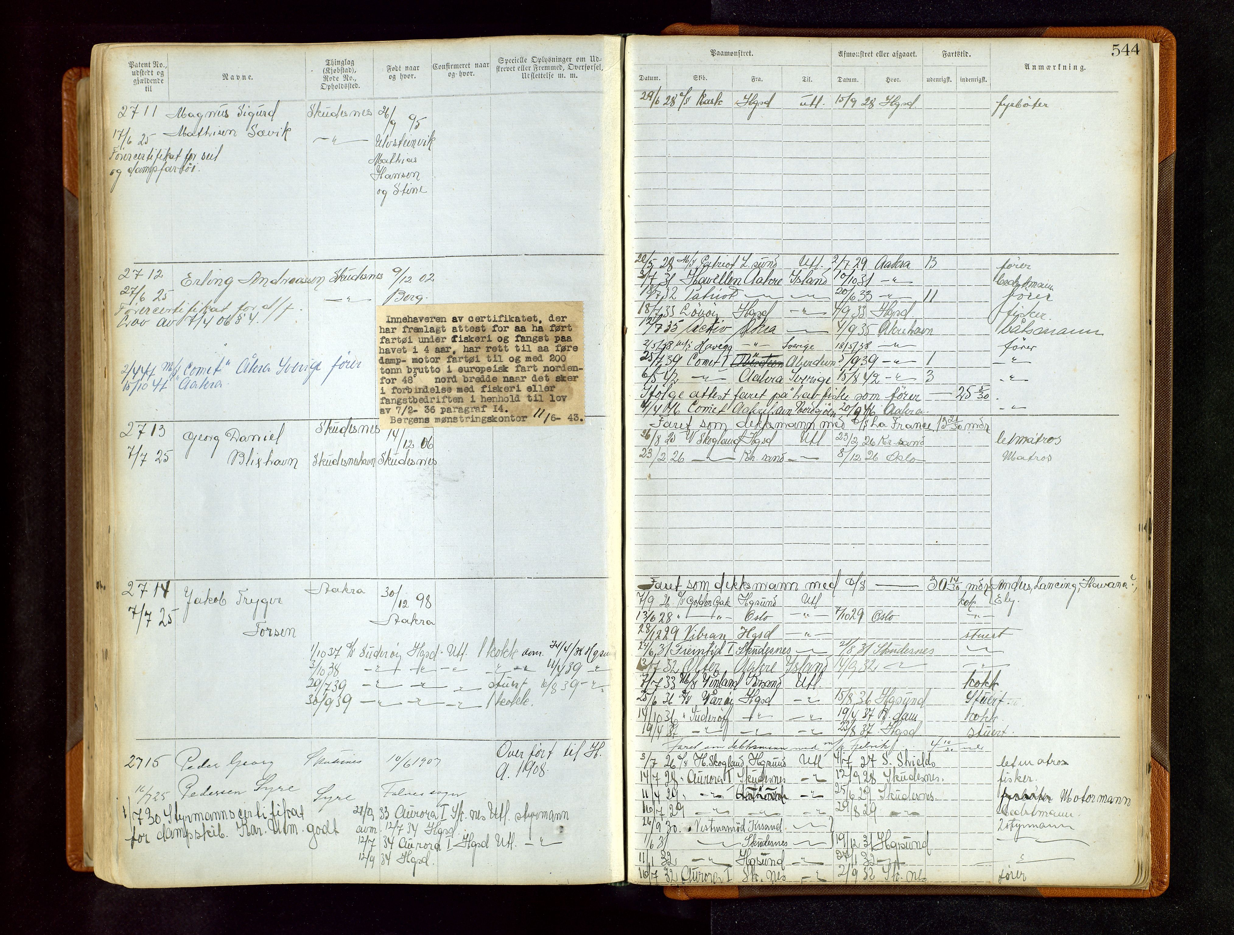 Haugesund sjømannskontor, AV/SAST-A-102007/F/Ff/L0001: Sjøfartsrulle Skudenes krets nr 1-2742, 1868-1948, s. 544