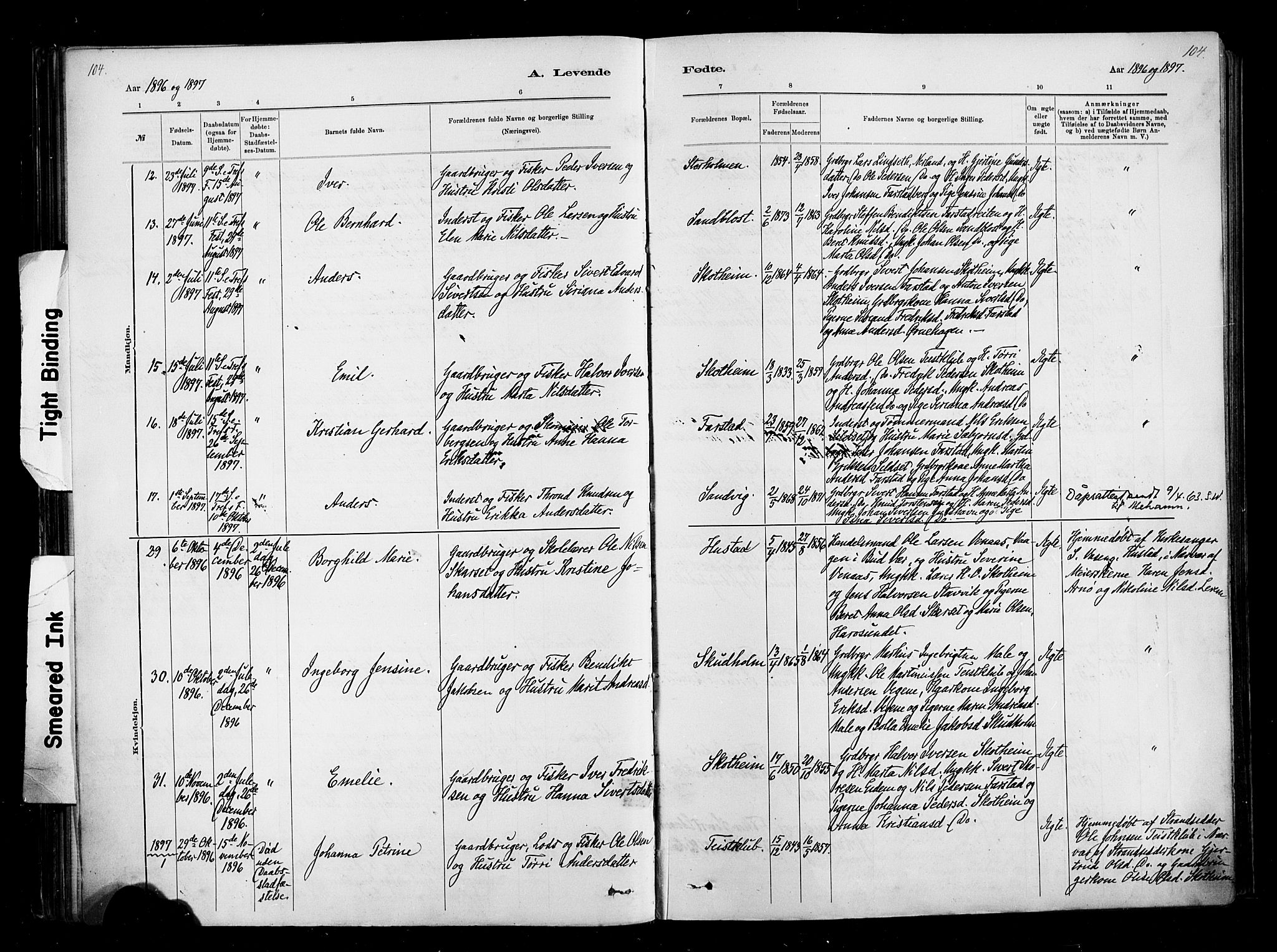 Ministerialprotokoller, klokkerbøker og fødselsregistre - Møre og Romsdal, AV/SAT-A-1454/567/L0778: Ministerialbok nr. 567A01, 1881-1903, s. 104