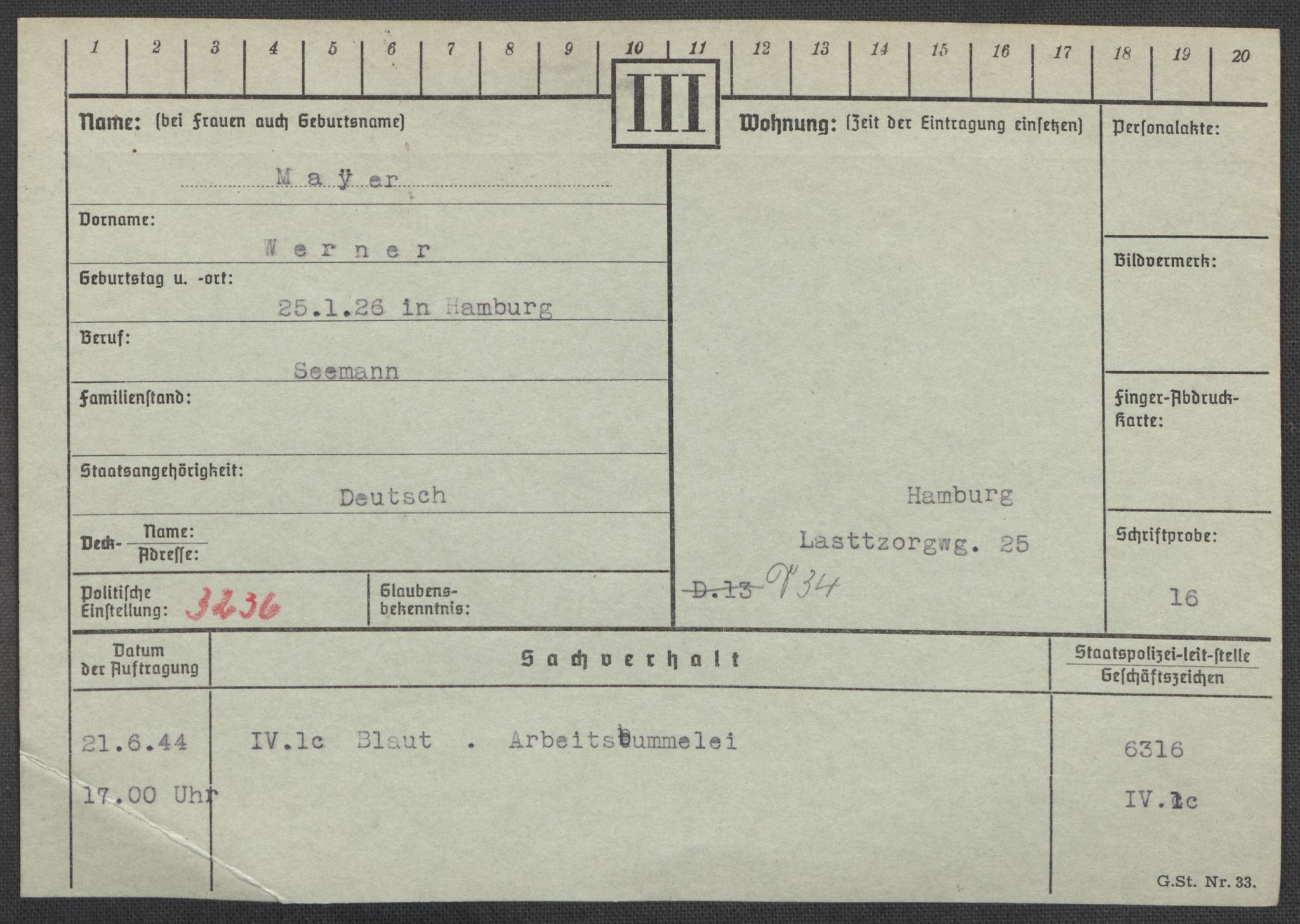 Befehlshaber der Sicherheitspolizei und des SD, RA/RAFA-5969/E/Ea/Eaa/L0007: Register over norske fanger i Møllergata 19: Lundb-N, 1940-1945, s. 484