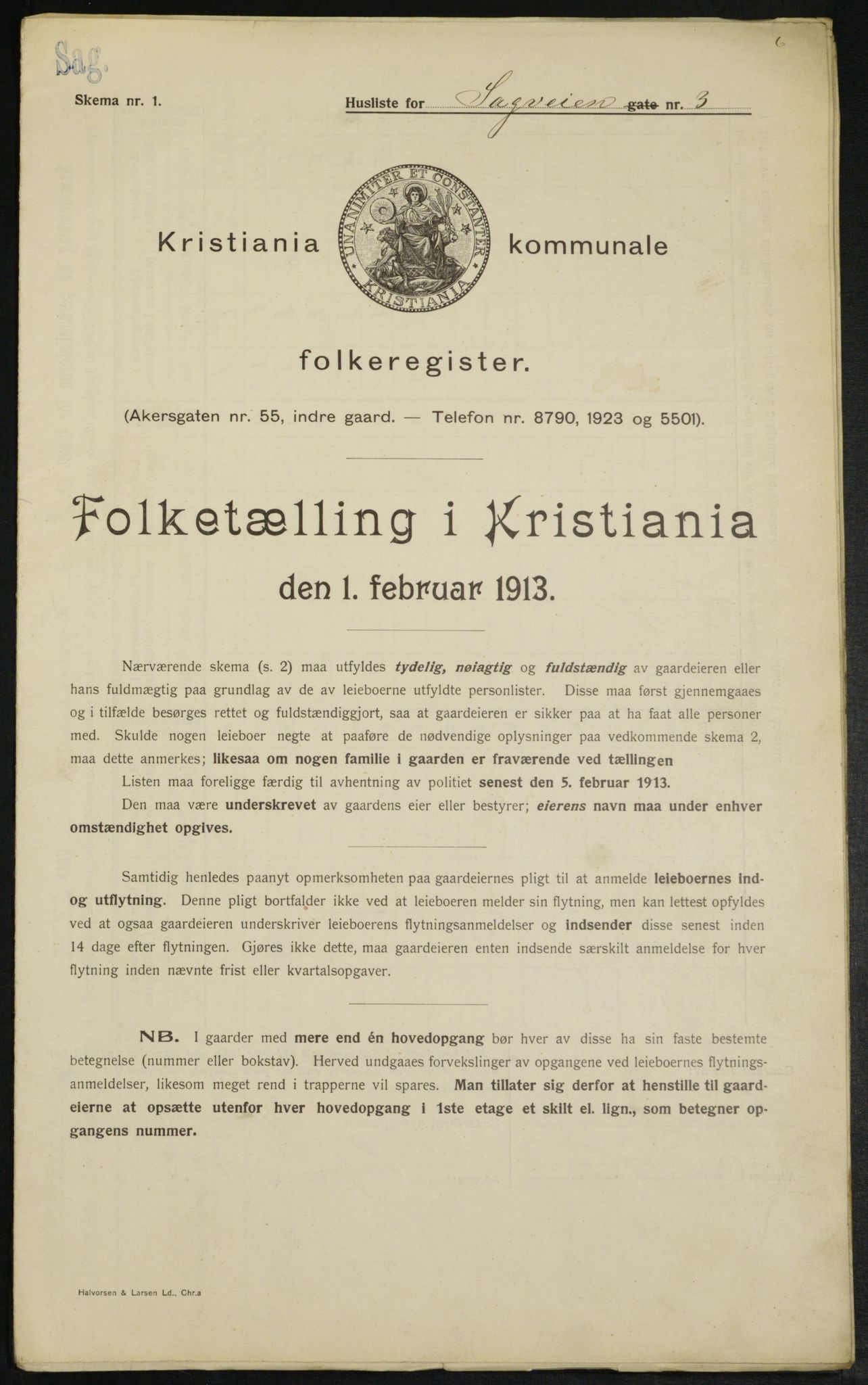 OBA, Kommunal folketelling 1.2.1913 for Kristiania, 1913, s. 86419