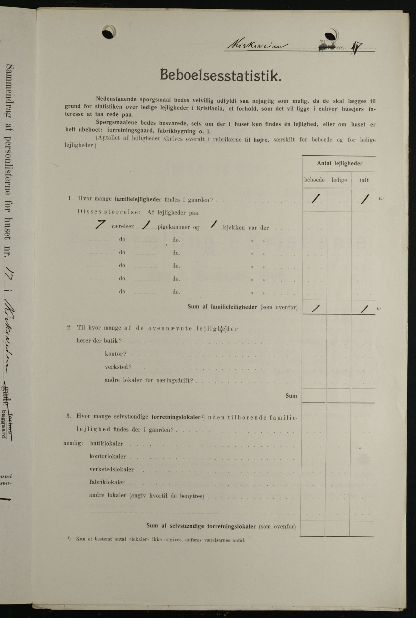 OBA, Kommunal folketelling 1.2.1908 for Kristiania kjøpstad, 1908, s. 45600