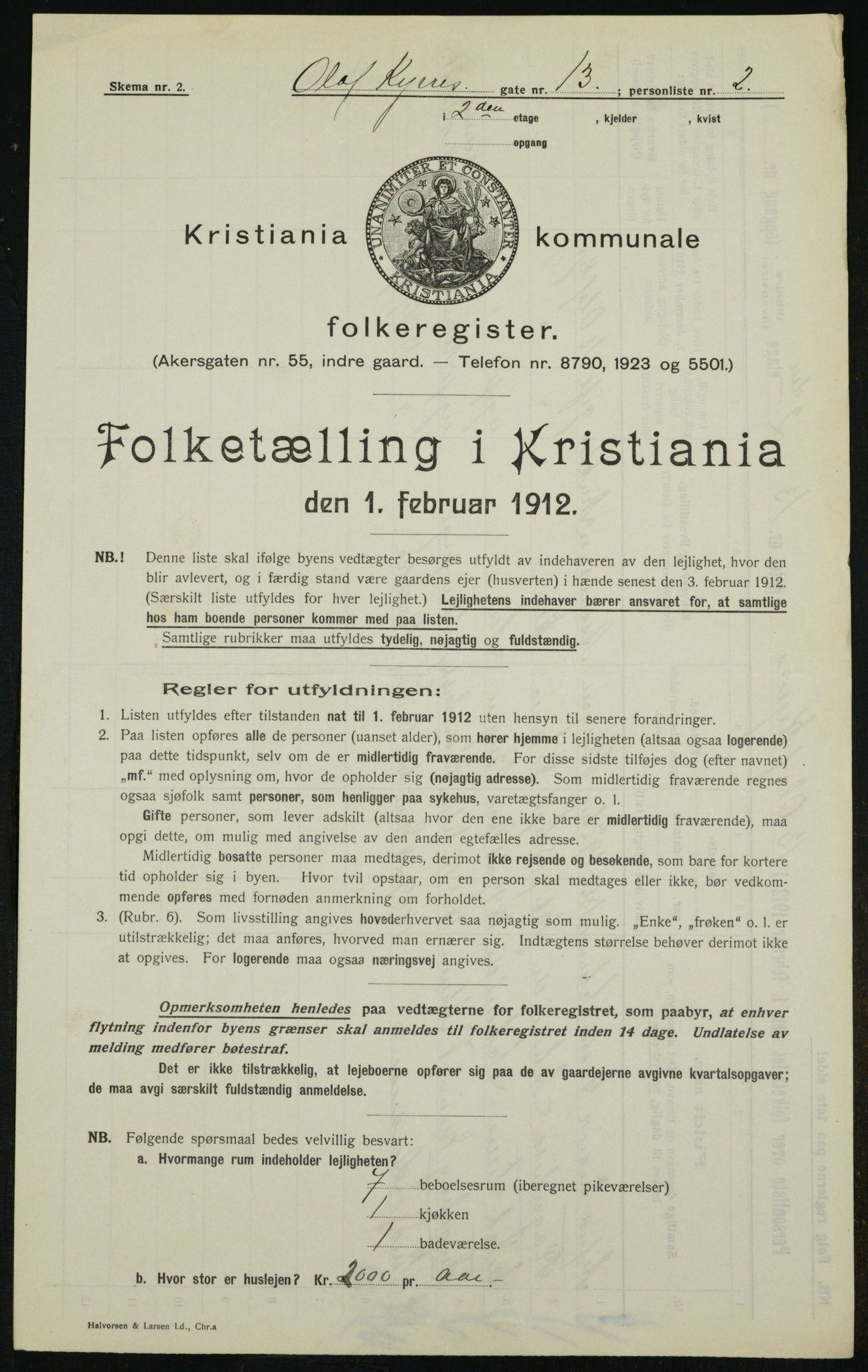 OBA, Kommunal folketelling 1.2.1912 for Kristiania, 1912, s. 76003