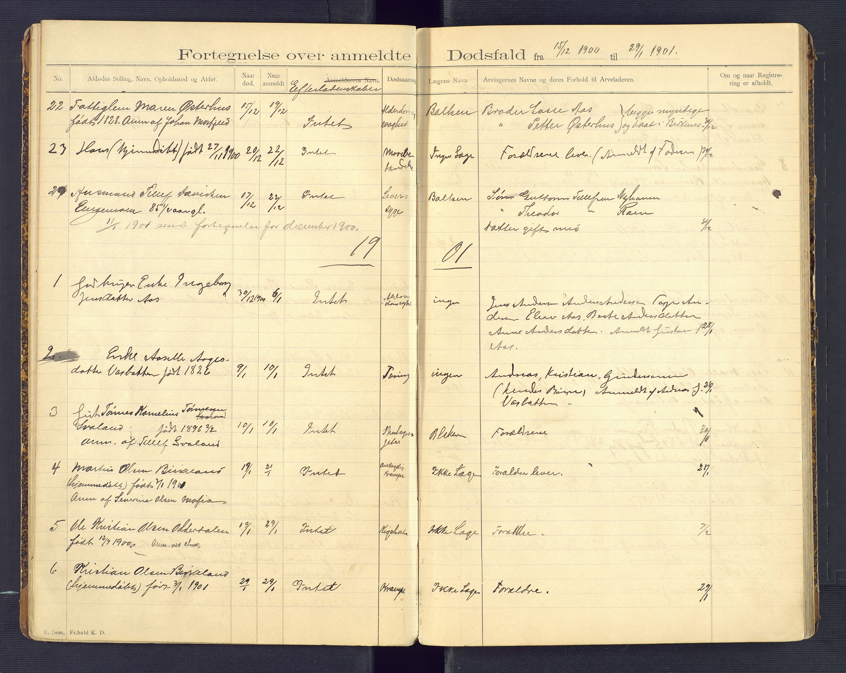 Birkenes lensmannskontor, AV/SAK-1241-0004/F/Fe/L0001/0001: Dødsfallsprotokoller / Dødsfallsprotokoll, 1898-1920