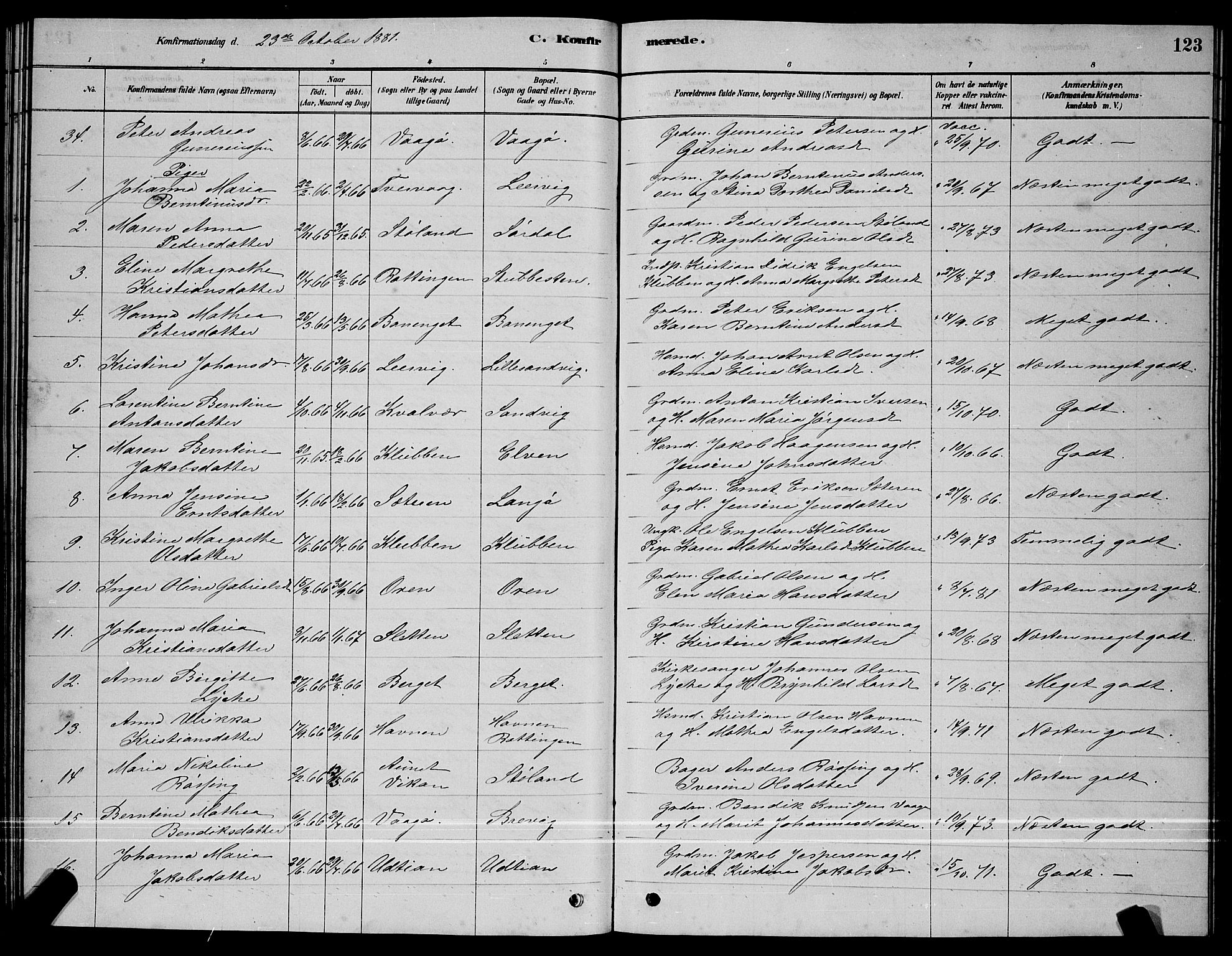 Ministerialprotokoller, klokkerbøker og fødselsregistre - Sør-Trøndelag, SAT/A-1456/640/L0585: Klokkerbok nr. 640C03, 1878-1891, s. 123