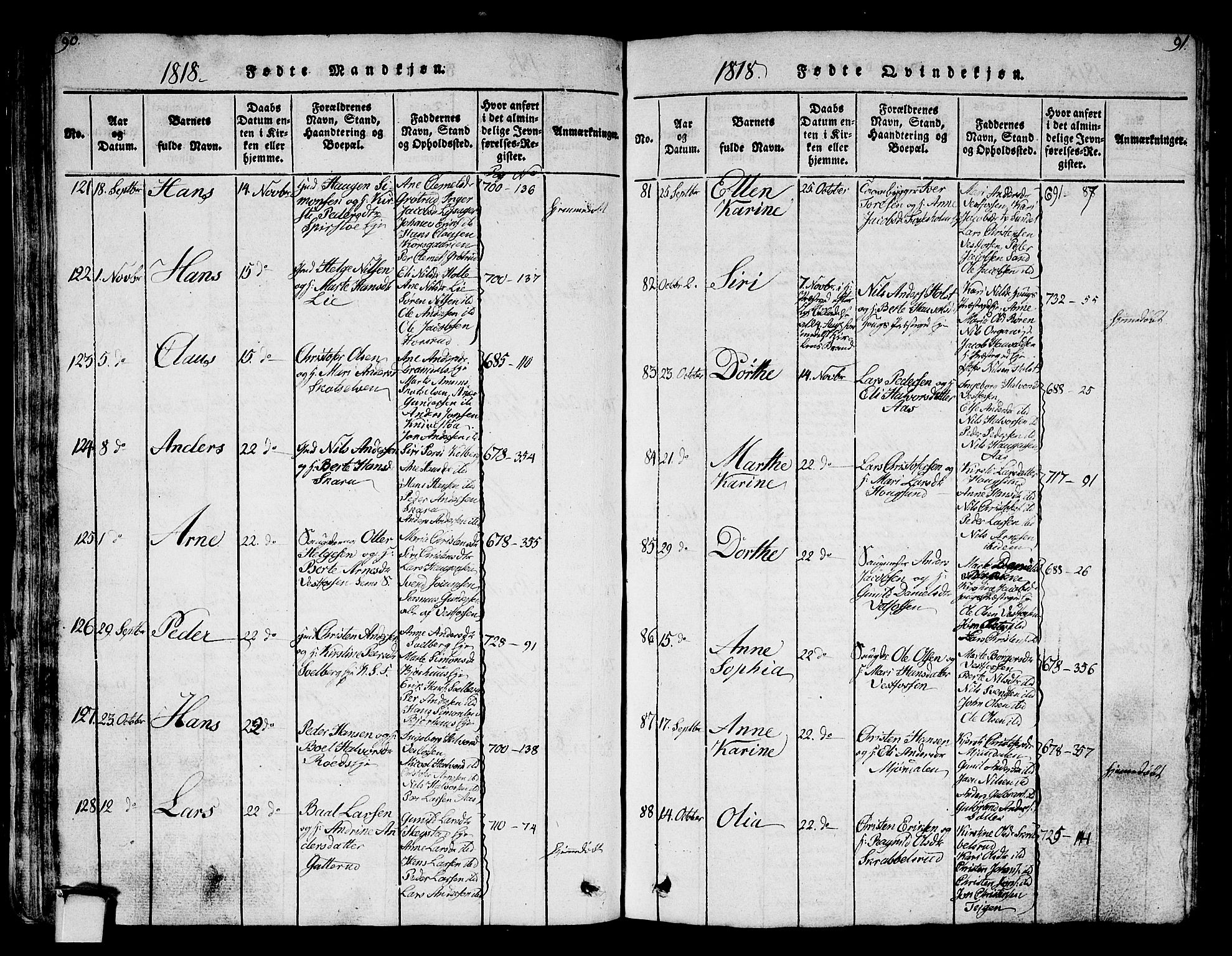 Eiker kirkebøker, AV/SAKO-A-4/G/Ga/L0001: Klokkerbok nr. I 1, 1814-1832, s. 90-91