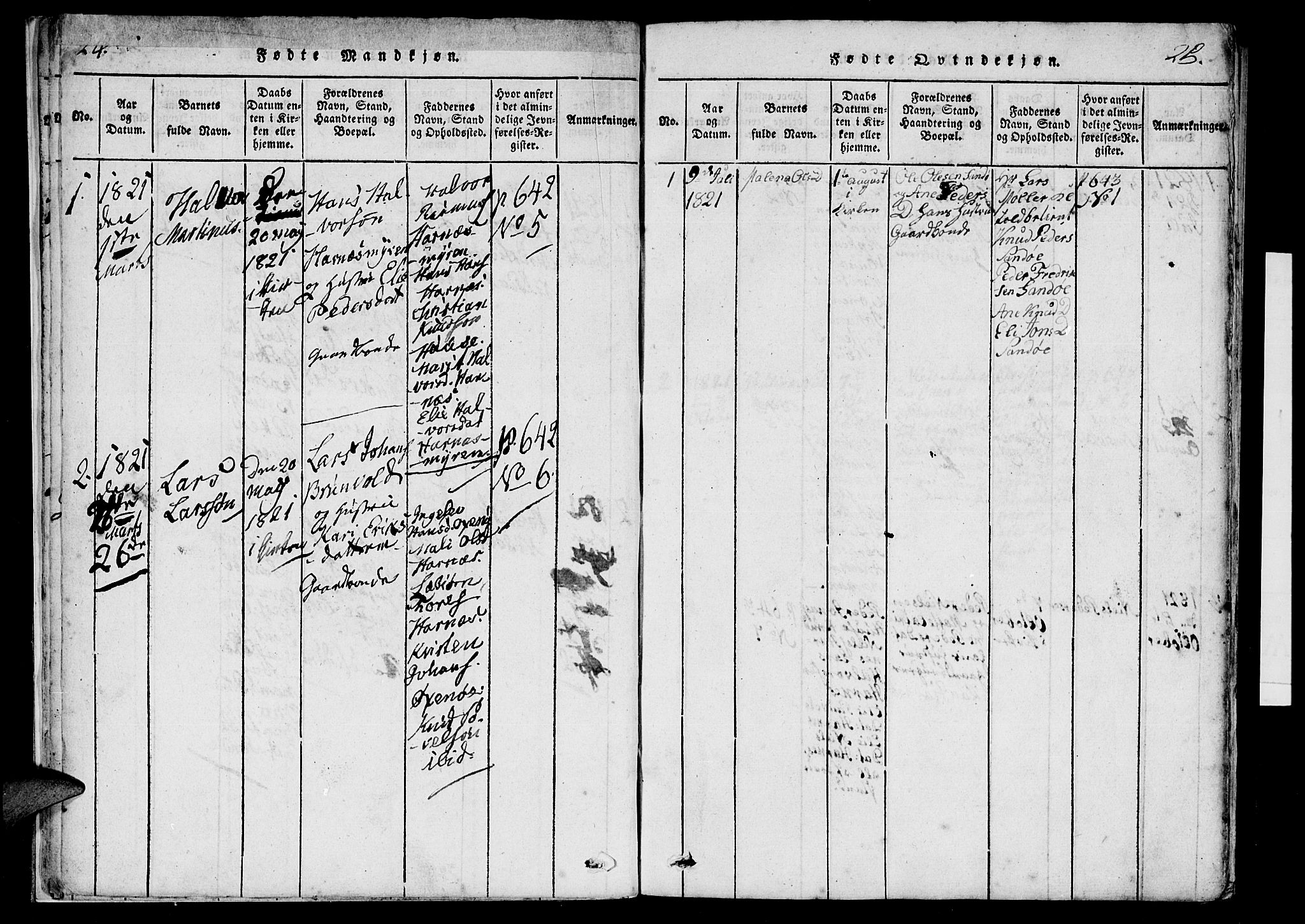 Ministerialprotokoller, klokkerbøker og fødselsregistre - Møre og Romsdal, SAT/A-1454/561/L0727: Ministerialbok nr. 561A01, 1817-1858, s. 24-25