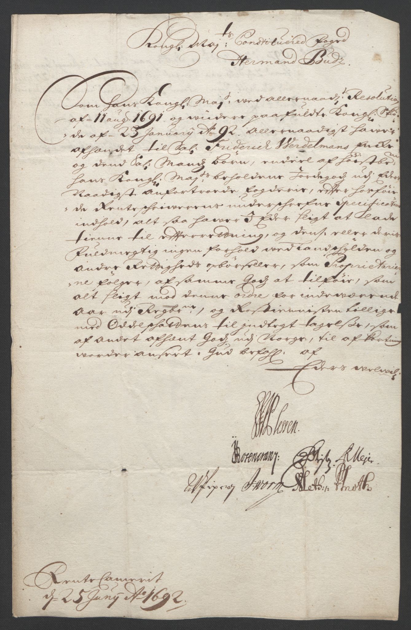 Rentekammeret inntil 1814, Reviderte regnskaper, Fogderegnskap, RA/EA-4092/R18/L1291: Fogderegnskap Hadeland, Toten og Valdres, 1692, s. 8