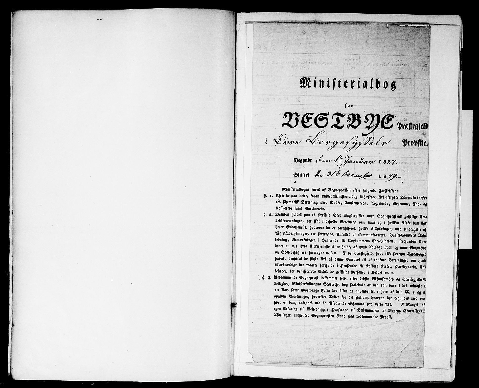 Vestby prestekontor Kirkebøker, SAO/A-10893/F/Fa/L0006: Ministerialbok nr. I 6, 1827-1849, s. 1