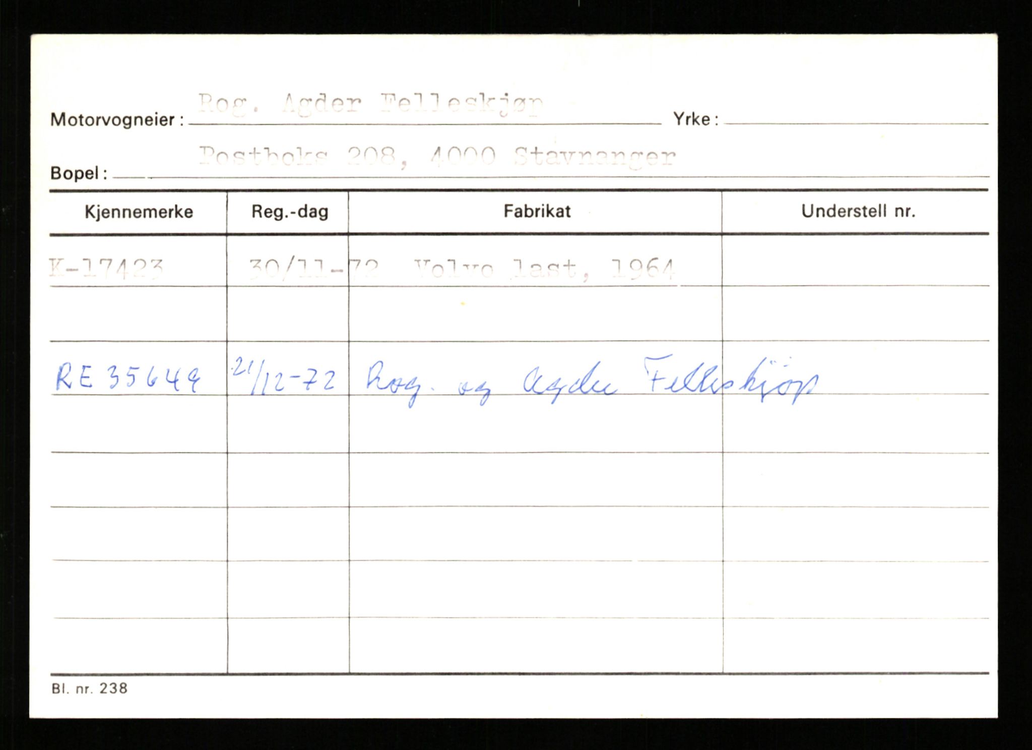 Stavanger trafikkstasjon, AV/SAST-A-101942/0/G/L0004: Registreringsnummer: 15497 - 22957, 1930-1971, s. 987