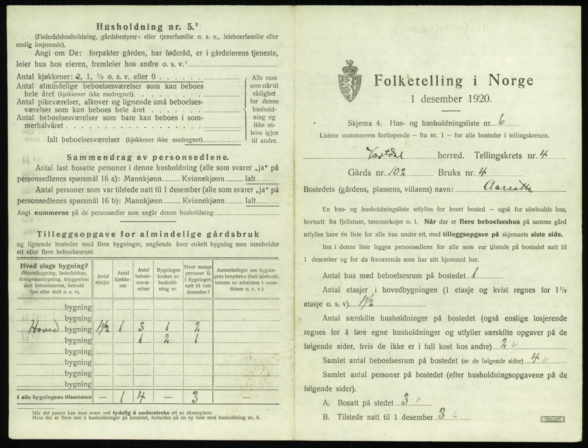 SAT, Folketelling 1920 for 1521 Vartdal herred, 1920, s. 229